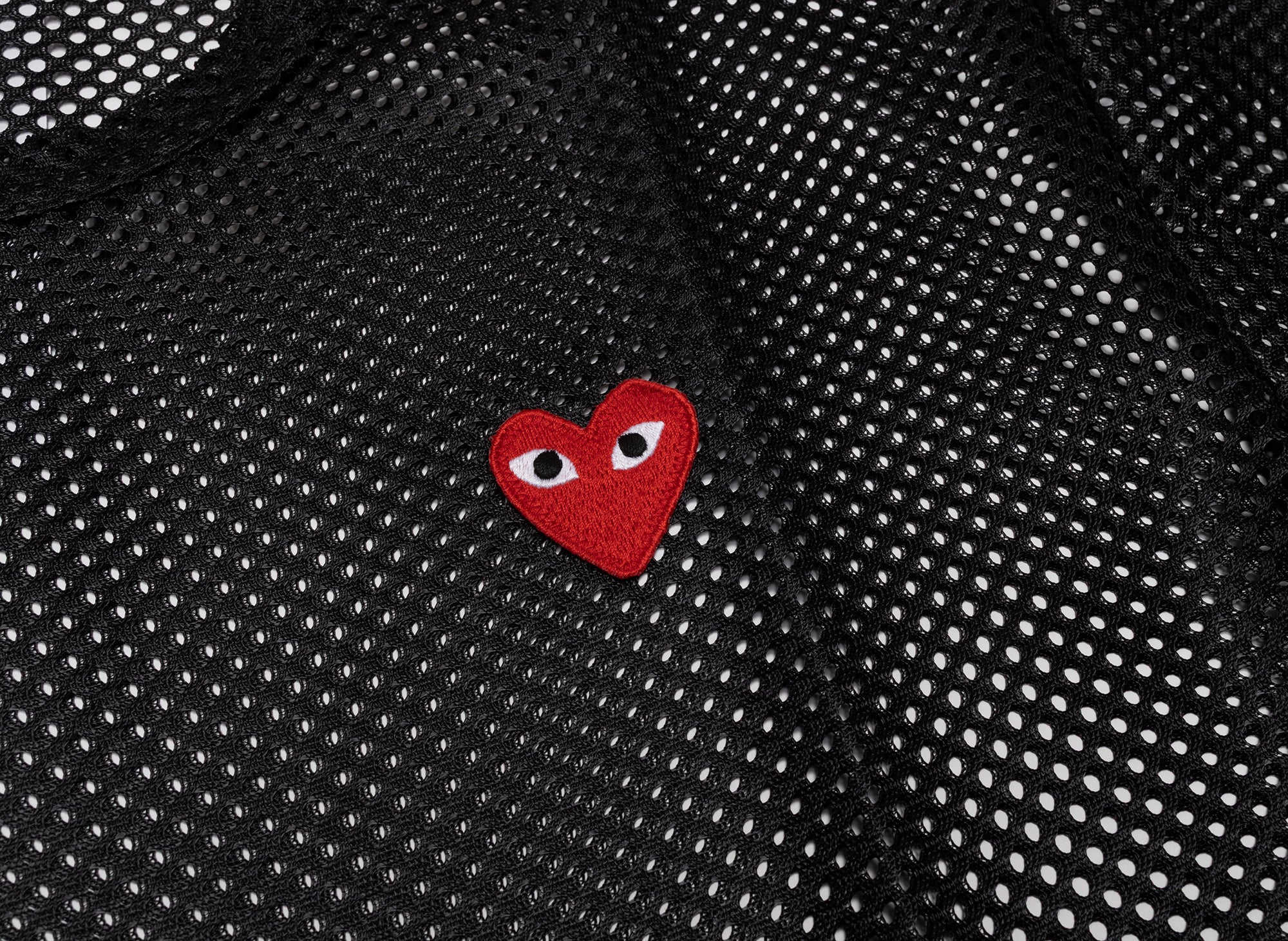 Comme des Garçons Play T-Shirt Mesh Red Emblem in Black - Image 2