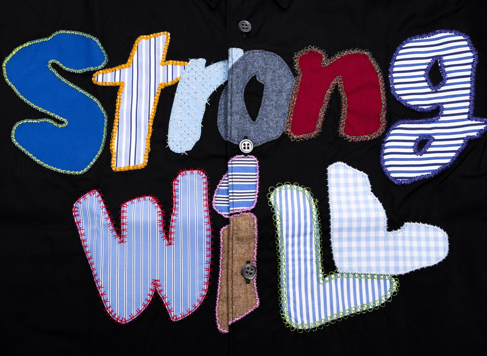 Comme des Garçons SHIRT Embroidered Strong Will Button-Up Shirt - Image 2