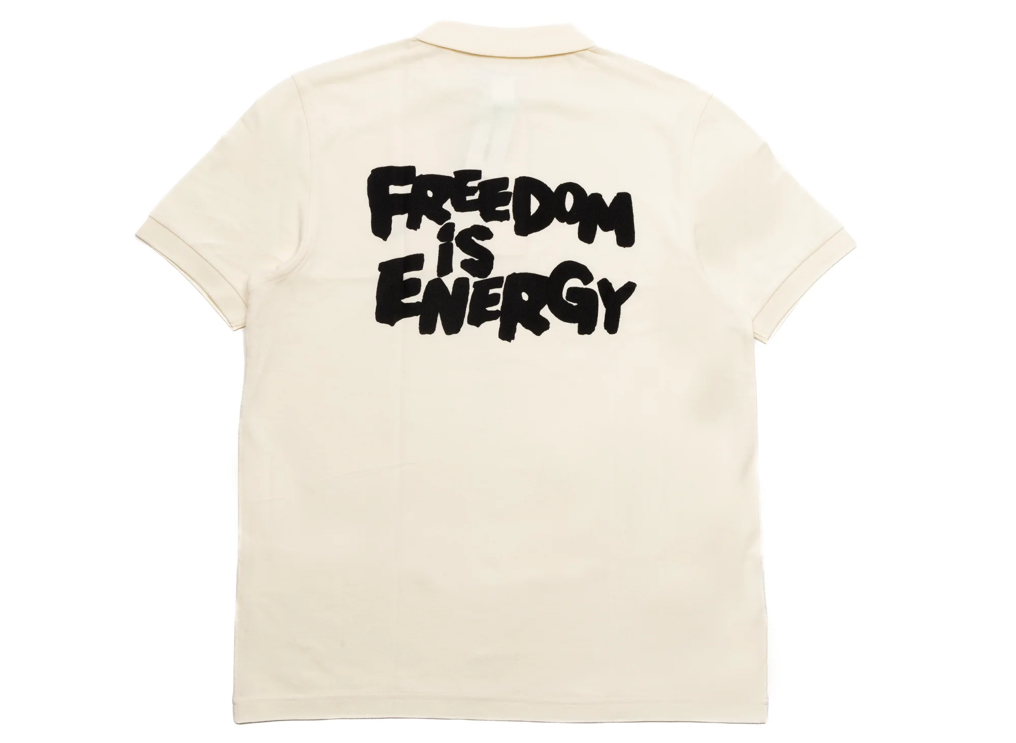 Comme des Garçons SHIRT x Fred Perry Energy is Freedom Polo Shirt in Cream - Image 2