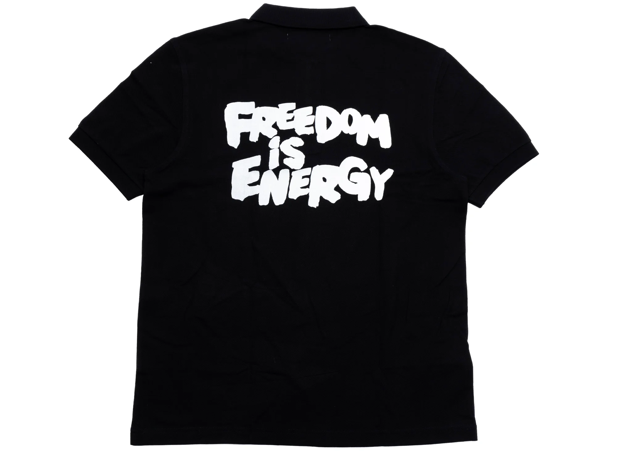 Comme des Garçons SHIRT x Fred Perry Energy is Freedom Polo Shirt in Black - Image 2