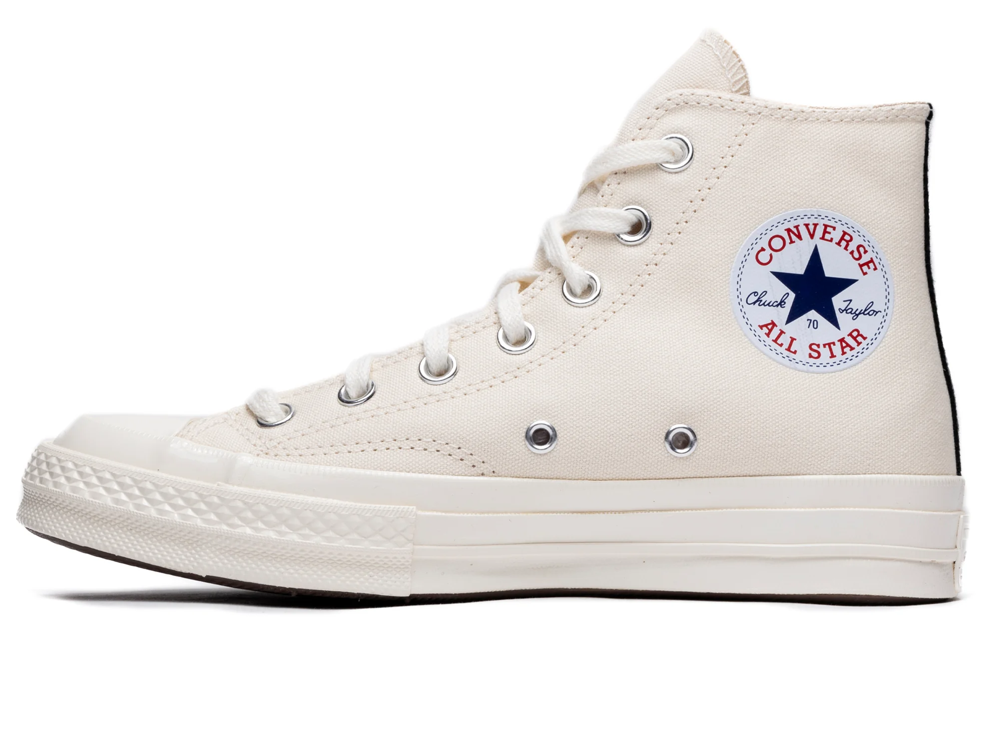 Converse Comme des Garçons Play Heart Chuck 70 Hi in Cream - Image 3