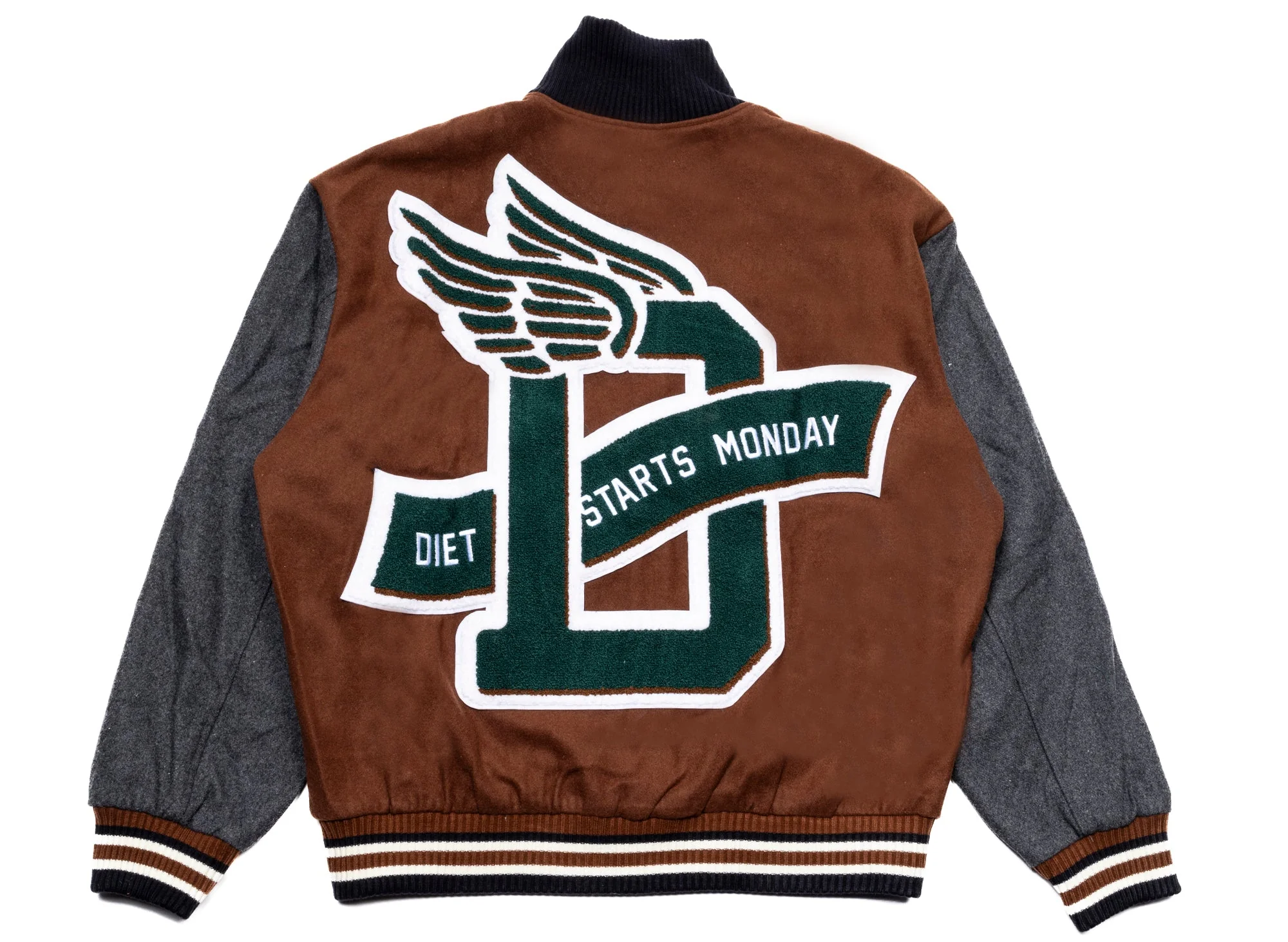 Diet Starts Monday Wings Varsity Jacket - Image 3