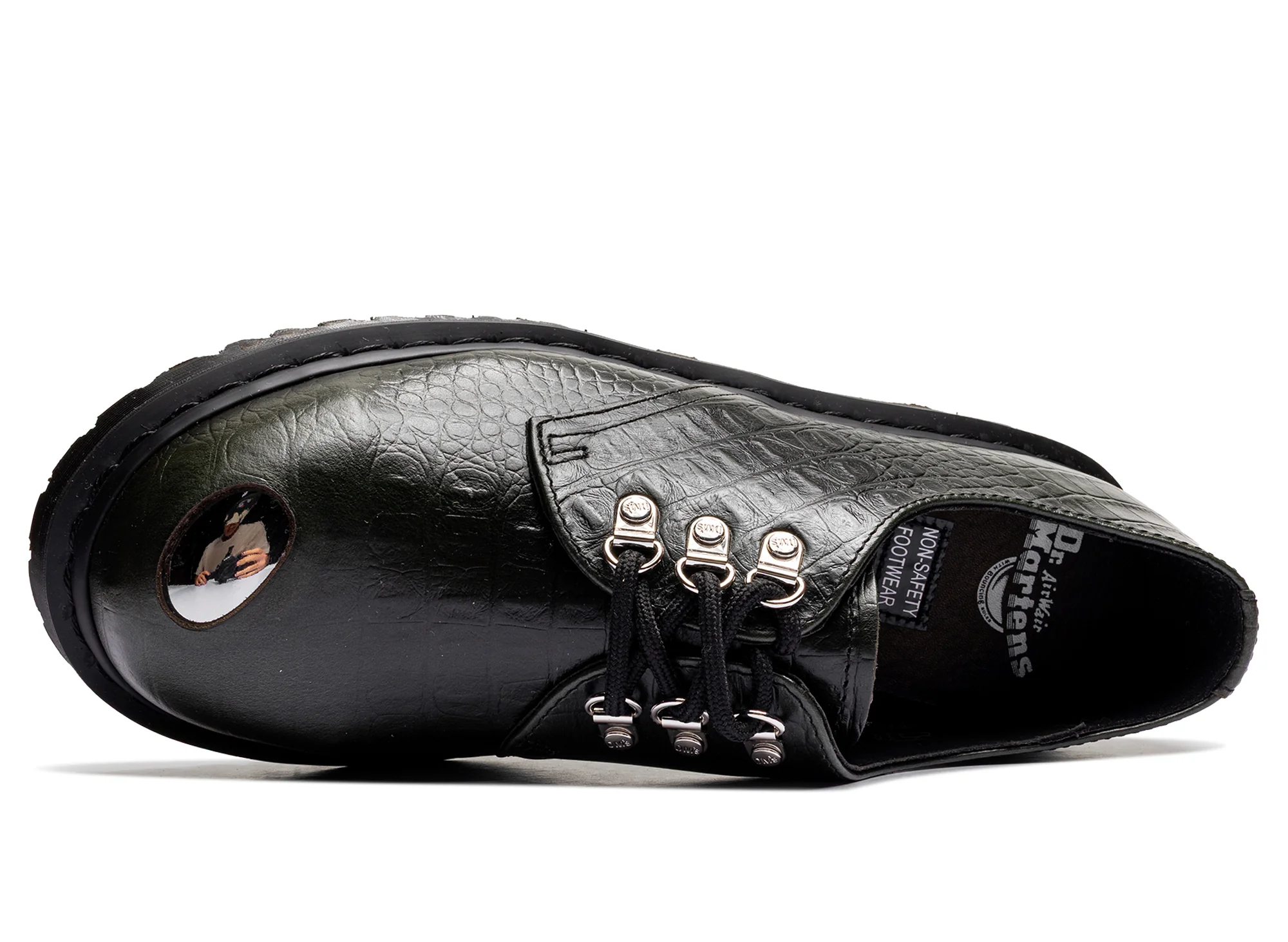 Dr. Martens Crocodile 1461 Bex Steel Toe Leather Shoes in Forest Green - Image 5
