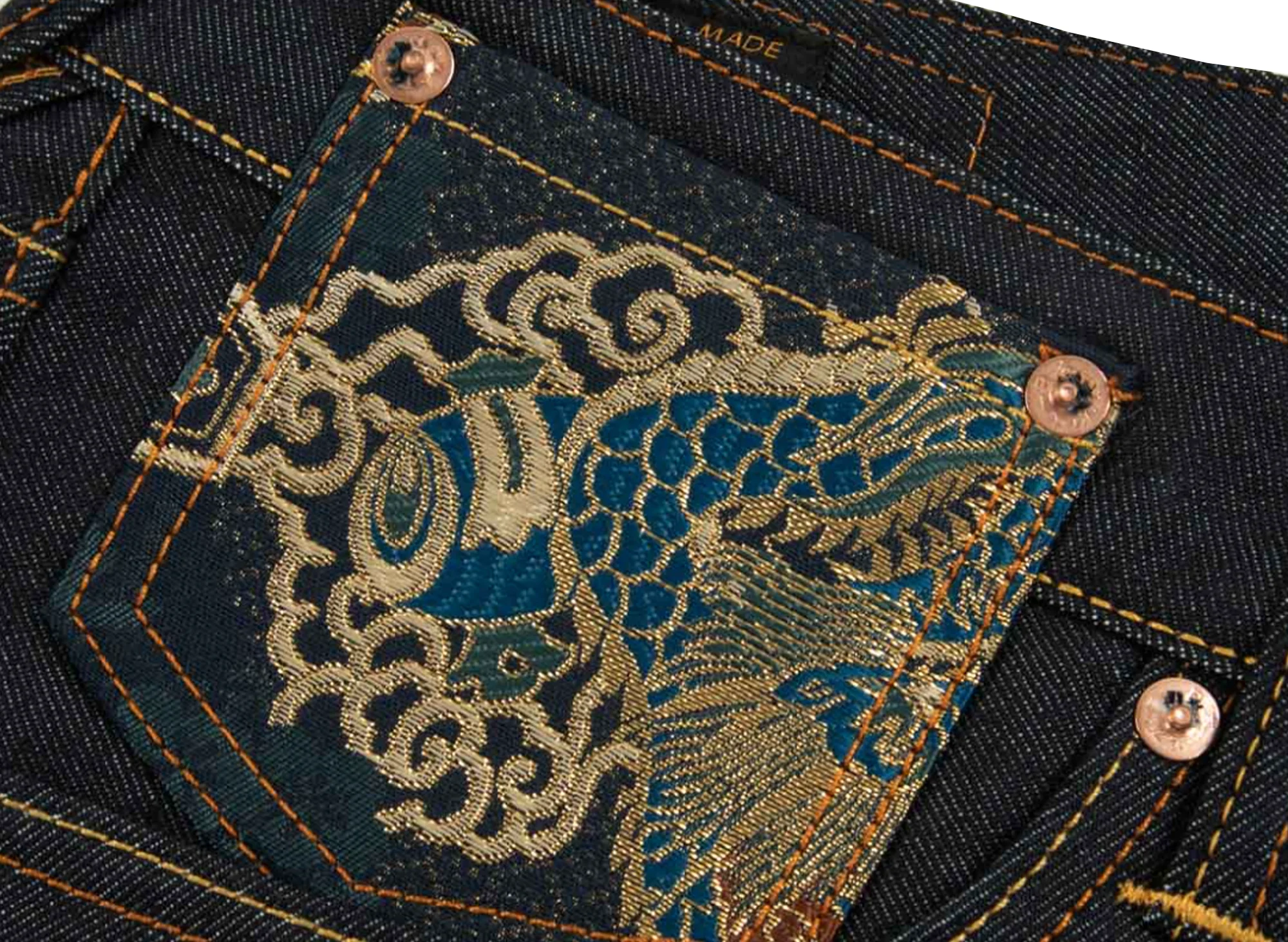 Evisu Brocade Daicock Insert Carrot Fit Denim Jeans - Image 3