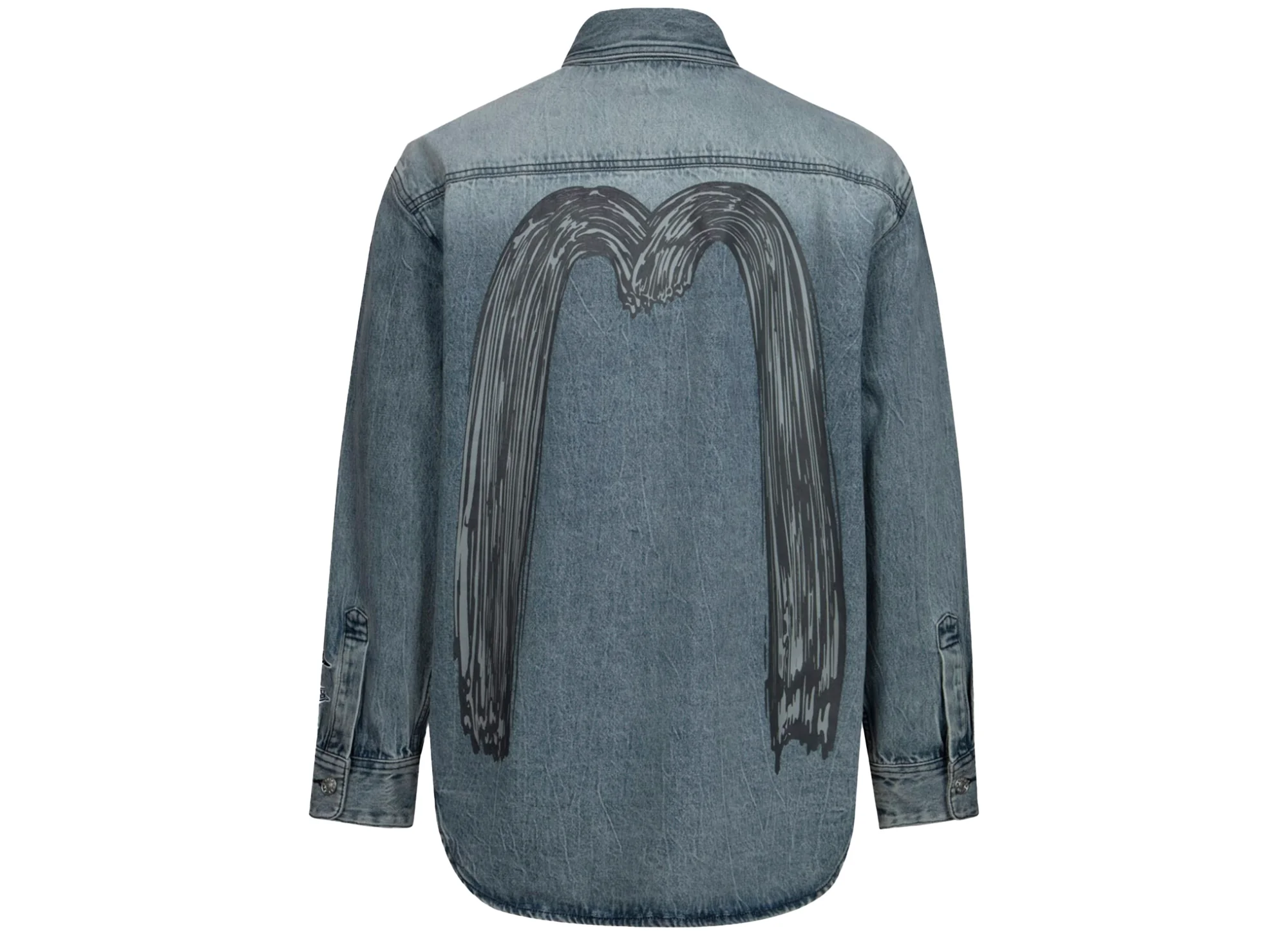 Evisu Brush Daicock Print Regular Fit Denim Shirt Jacket - Image 2