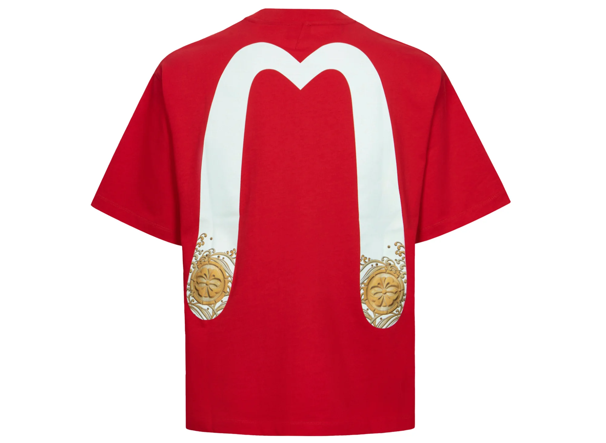 Evisu Daicock and Gold Kamon Print Relax Fit T-Shirt in Red - Image 2