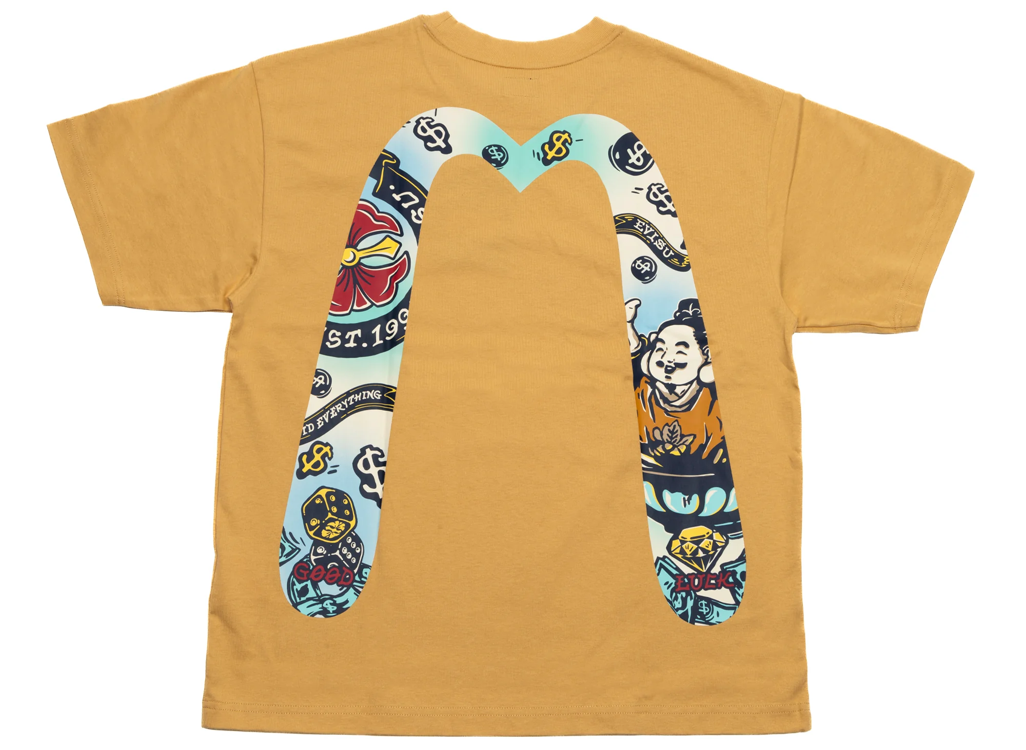 Evisu Daicock Printed S/S Tee in Beige - Image 2