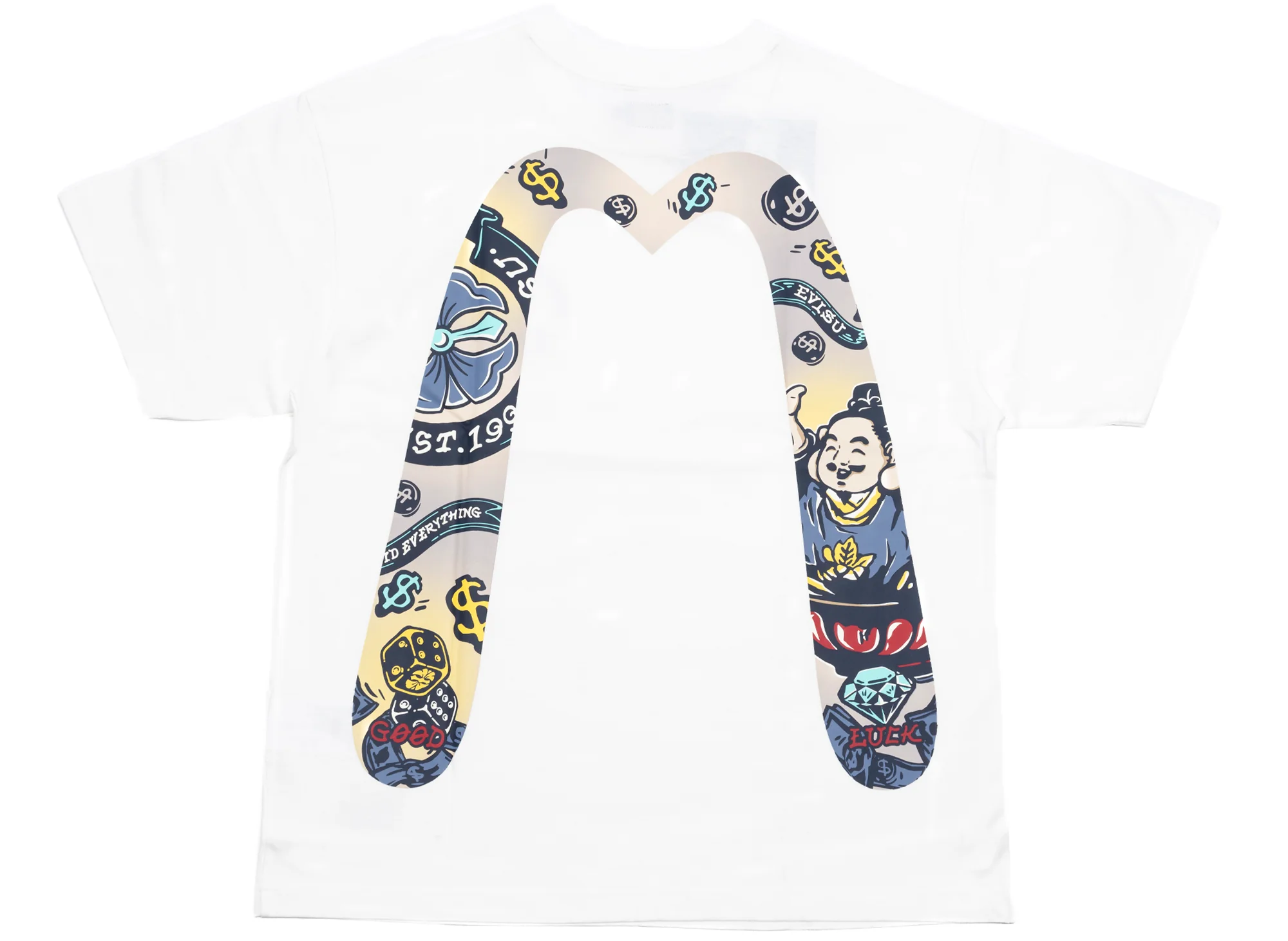 Evisu Daicock Printed S/S Tee in White - Image 2