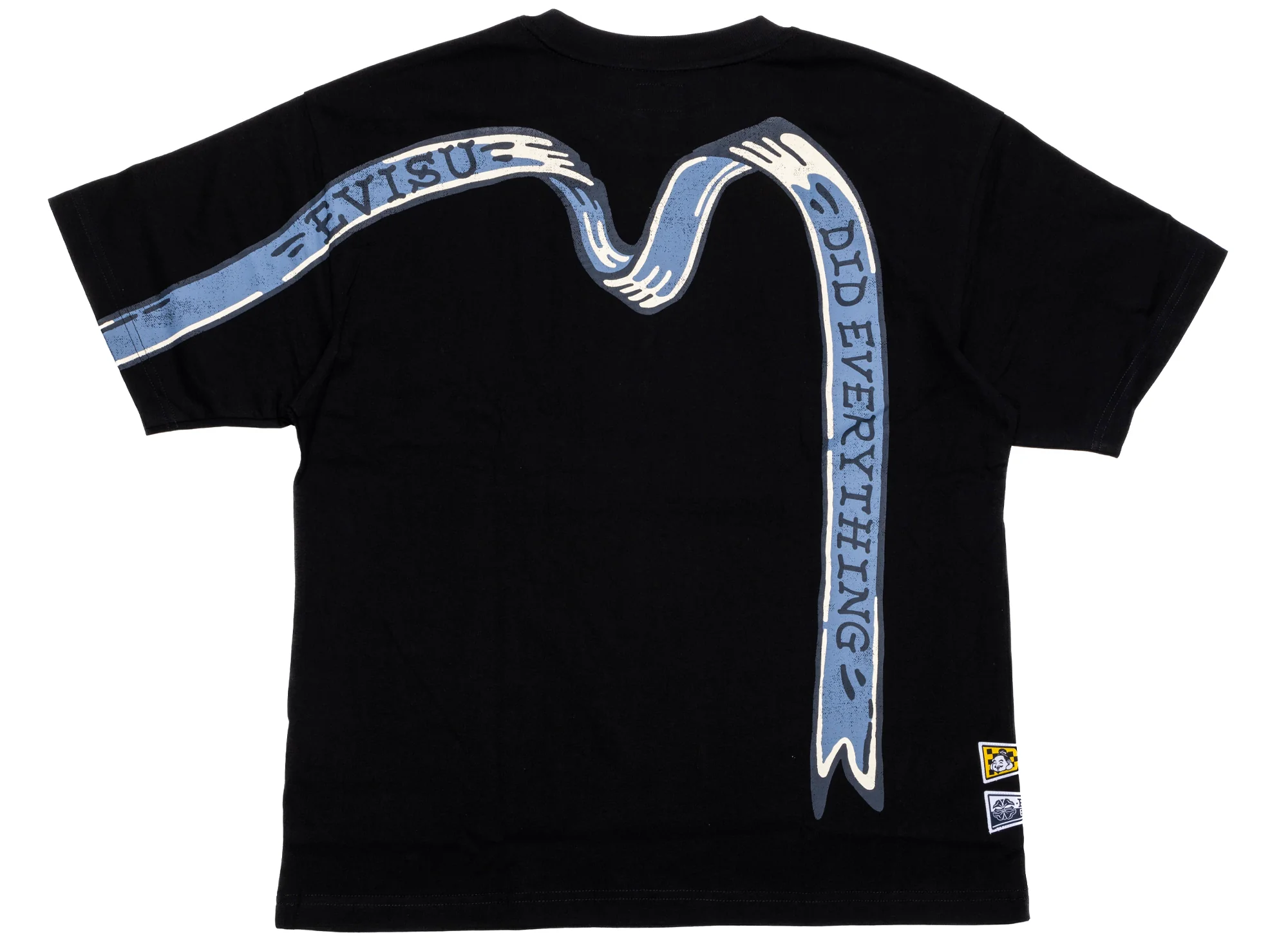 Evisu Did Everything Knit T-Shirt in Black/Blue - Image 2
