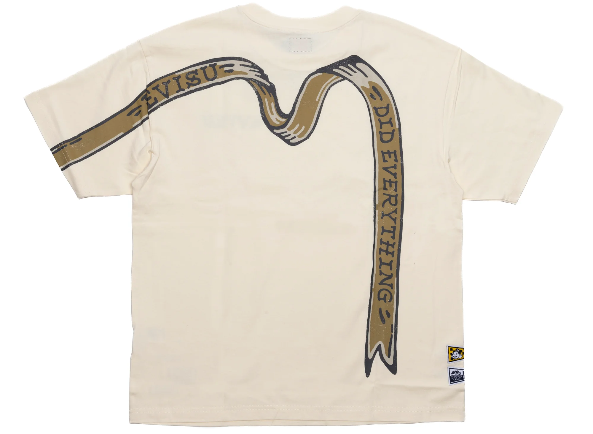 Evisu Did Everything Knit T-Shirt in Cream - Image 2