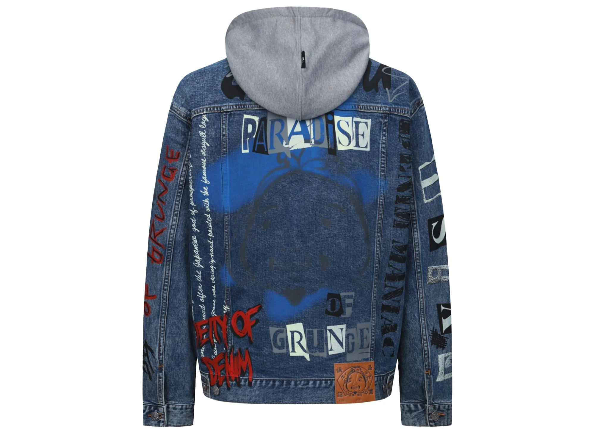 Evisu Graffiti Print Loose Fit Hooded Denim Jacket - Image 2