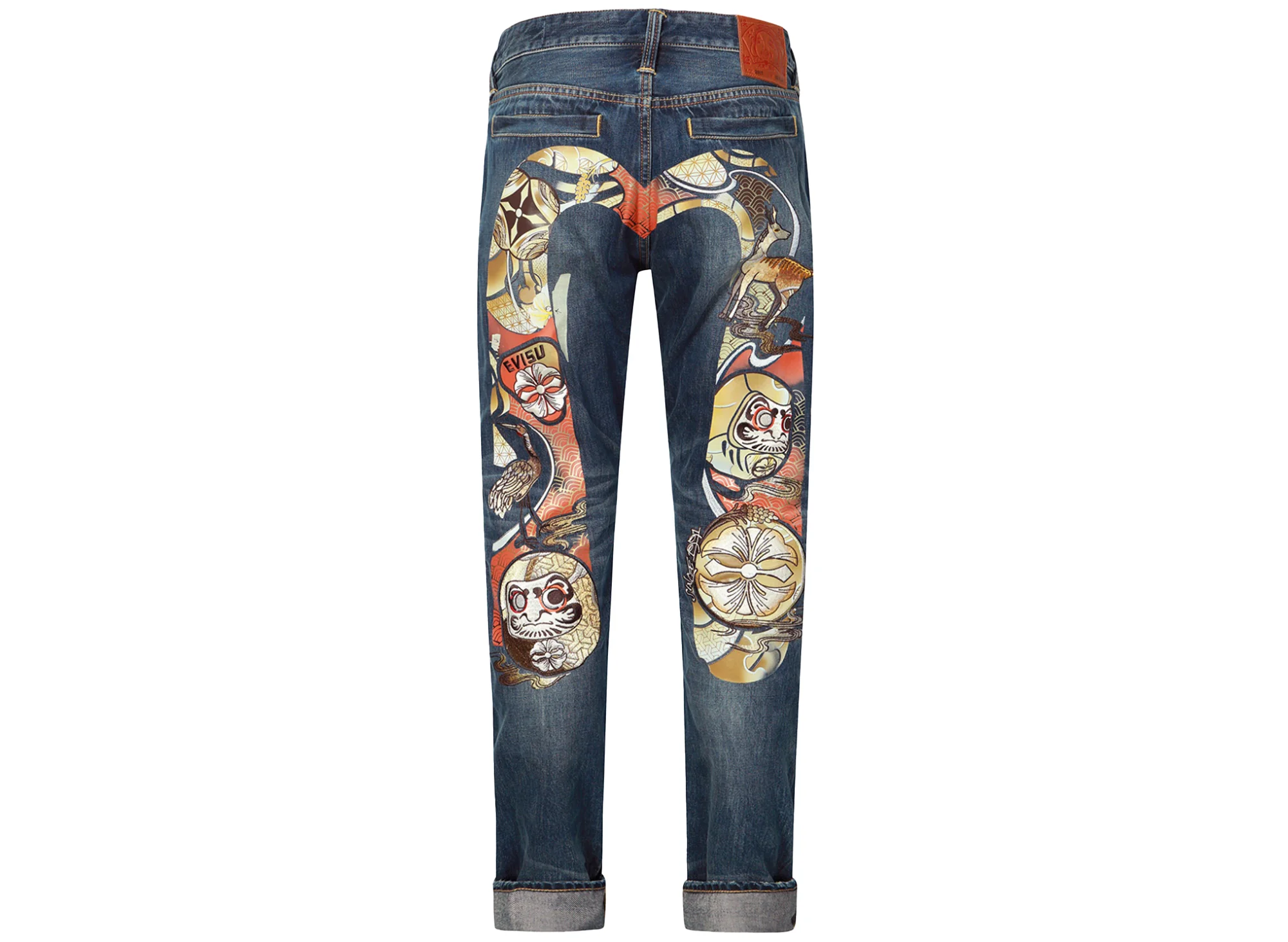 Evisu Hanafuda Daruma Daicock Embroidered Carrot Fit Denim Jeans #2017 - Image 2