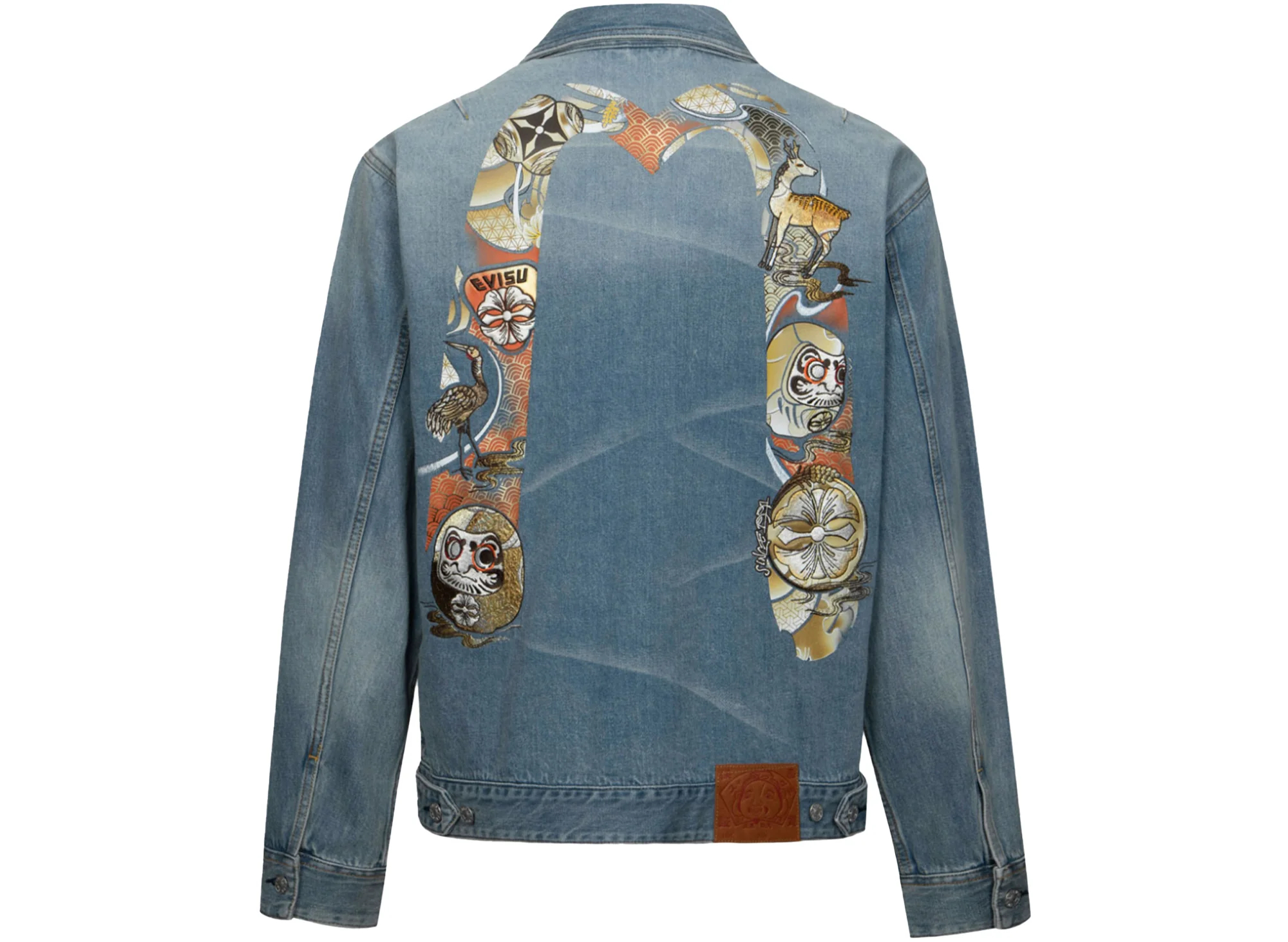 Evisu Hanafuda Daruma Daicock Embroidered Relax Fit Denim Jacket - Image 2