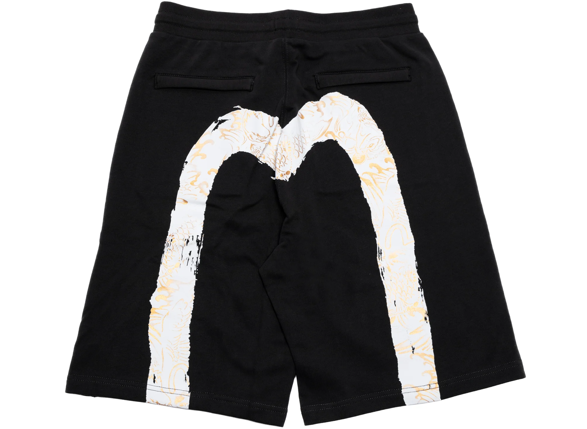 Evisu Hand Brushed Daicock Print Sweatshorts in Black - Image 2