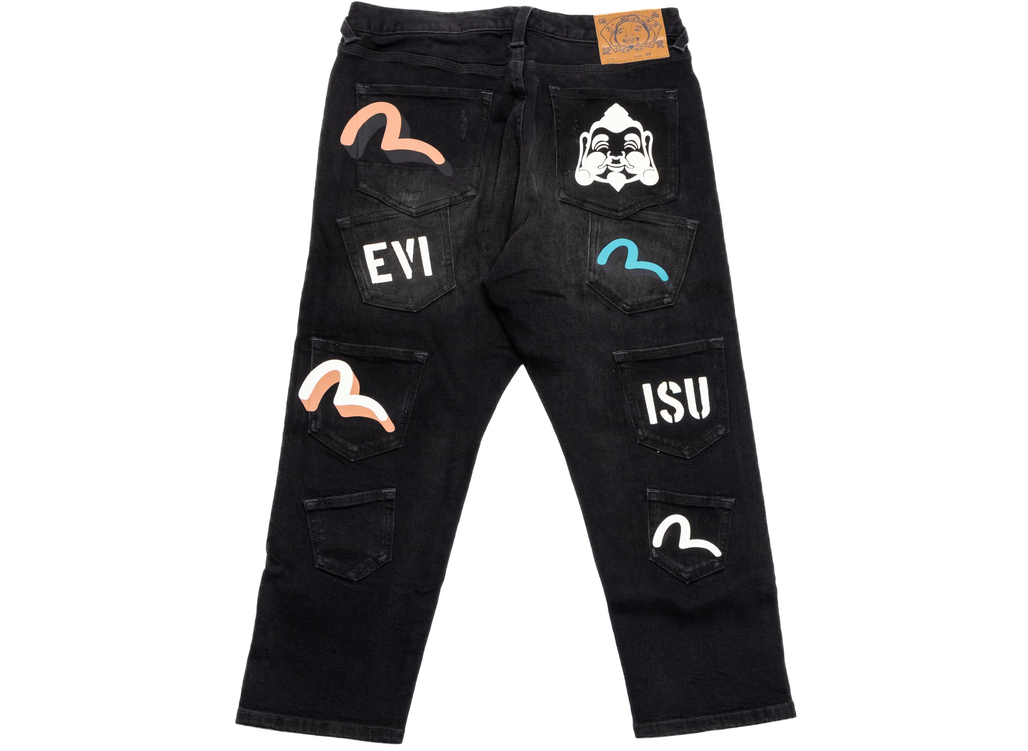 Evisu Multi-Pocket and Multi-Print Cropped Fit Jeans - Image 2