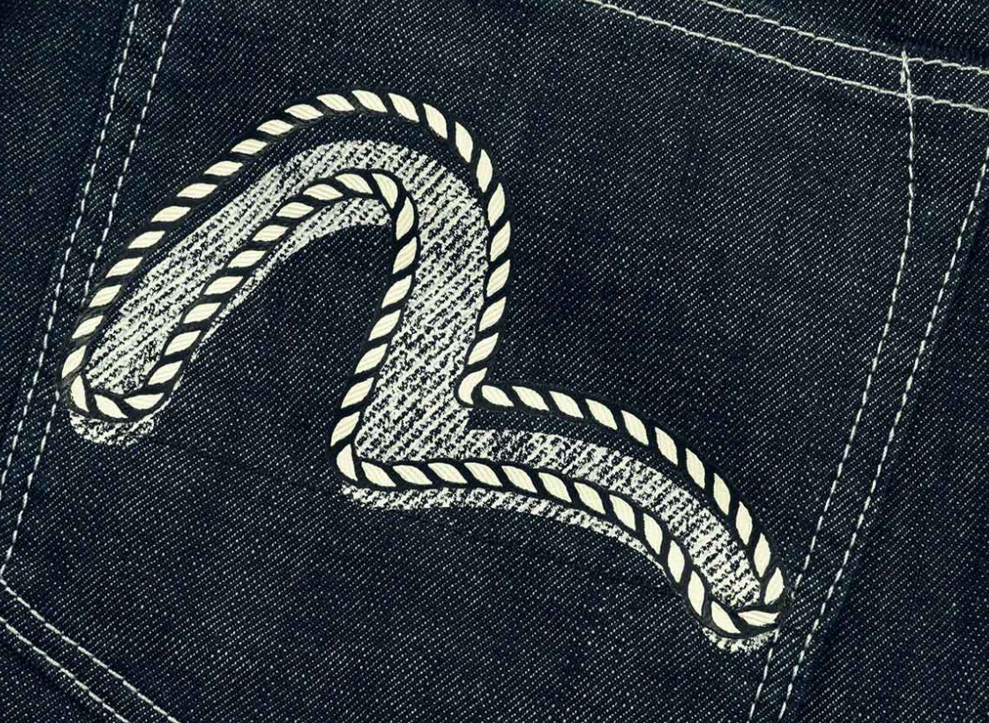 Evisu Rope Pattern Seagull Print Carrot Fit Denim Jeans - Image 3
