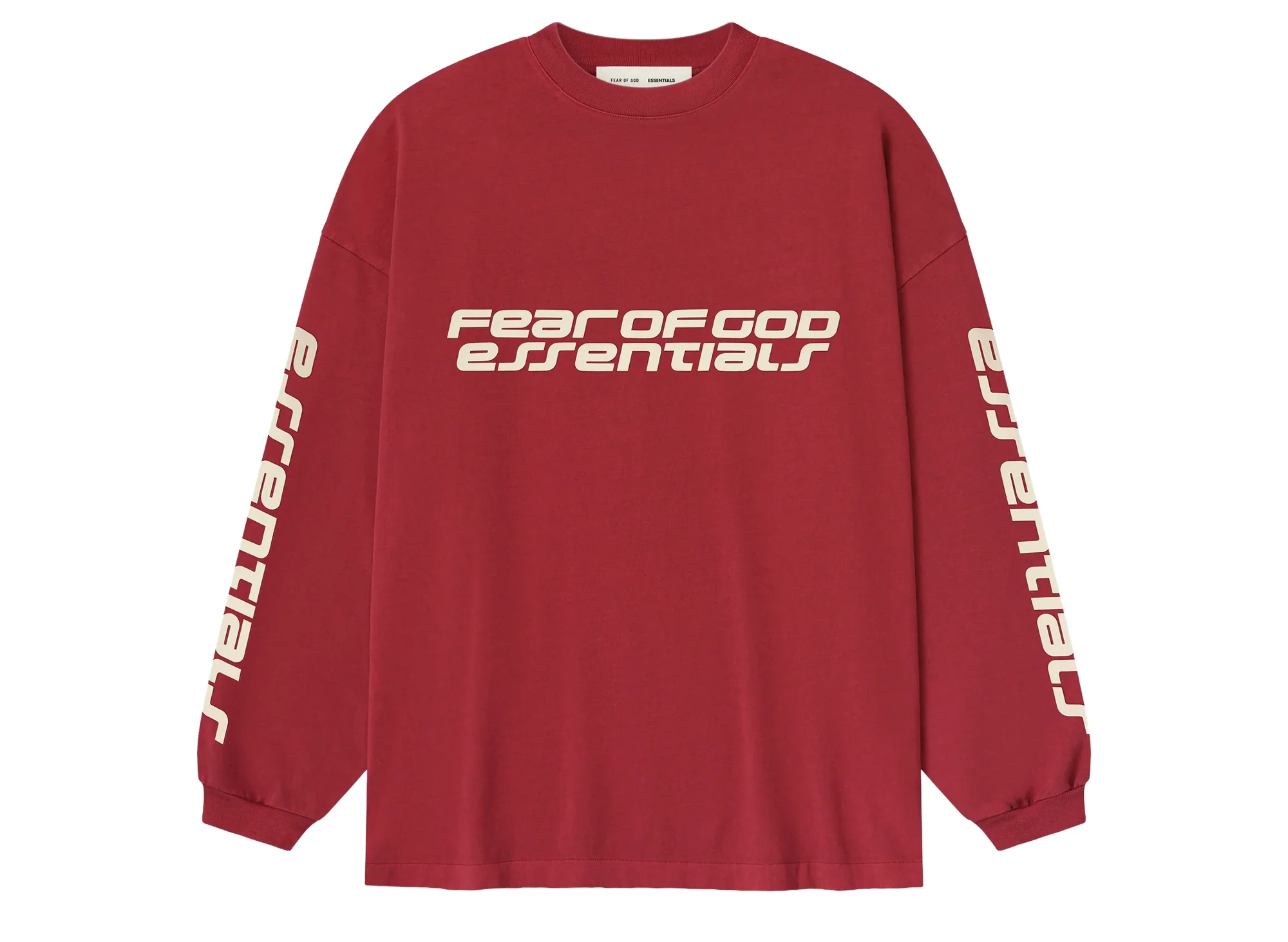 Fear of God Essentials 90's Long Sleeve Tee 'Crimson'