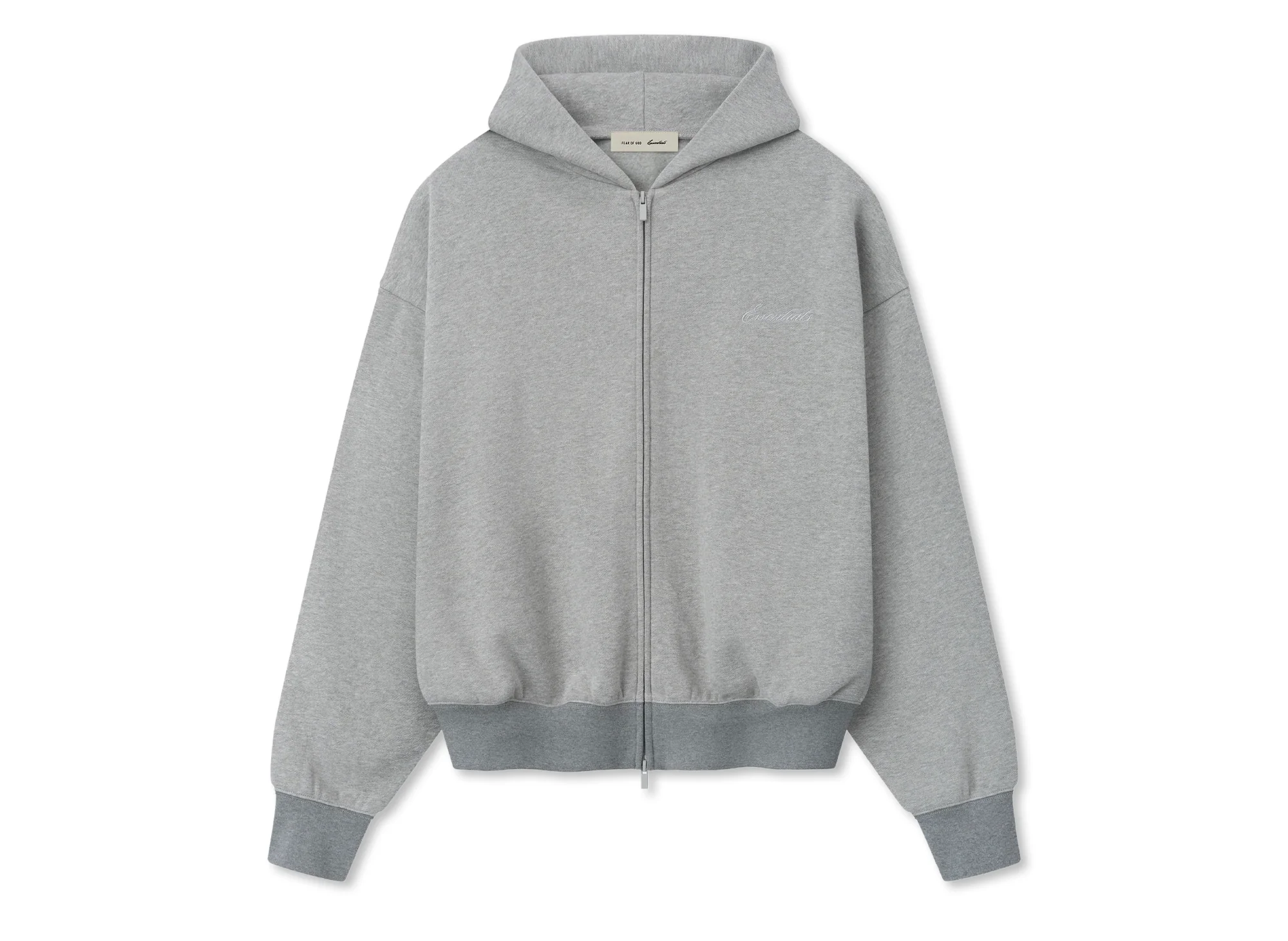 Fear of God Essentials Signature Classic Full Zip Hoodie 'Concrete Heather'