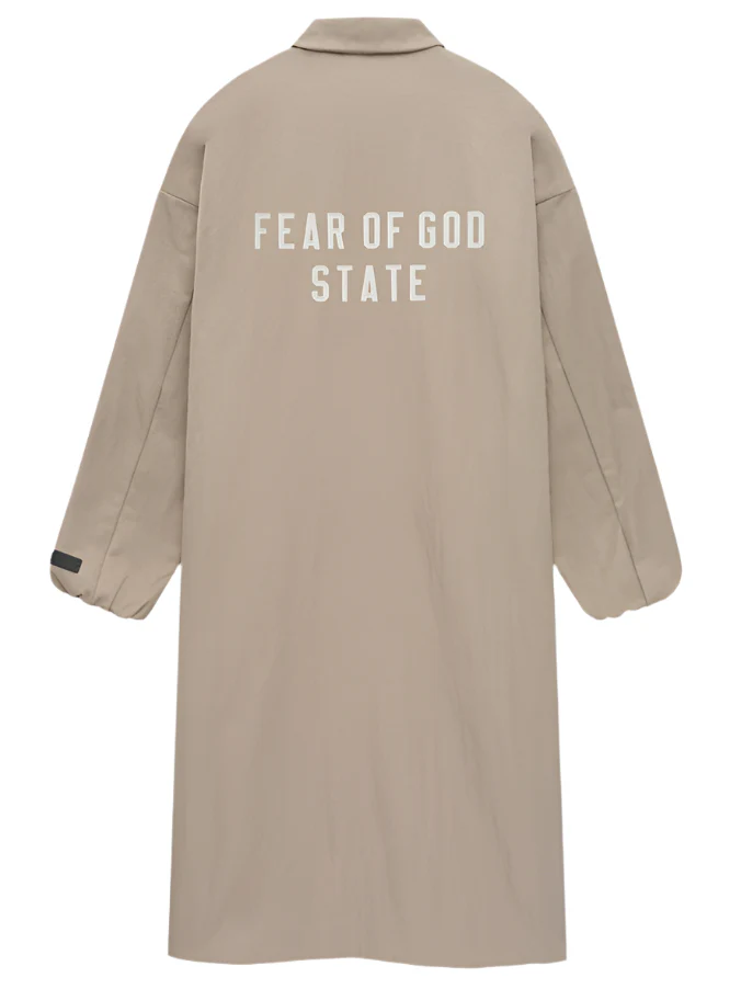 Fear of God Essentials Textured Nylon Trench in Desert Sand - Image 2