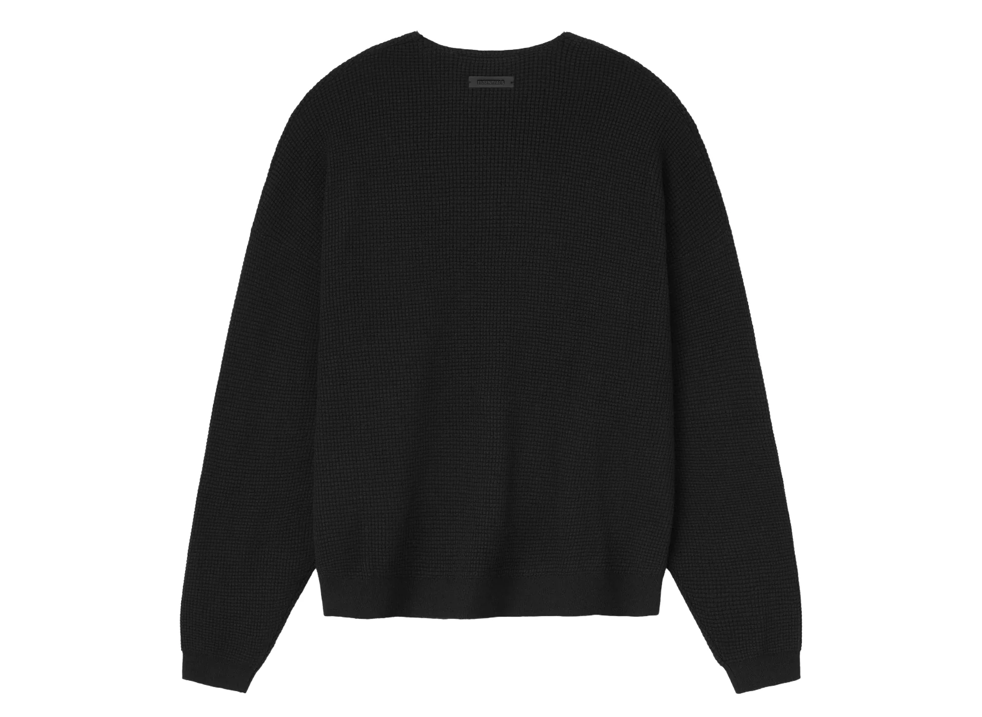 Fear of God Essentials Waffle Long Sleeve Crewneck Sweater 'Jet Black' - Image 2