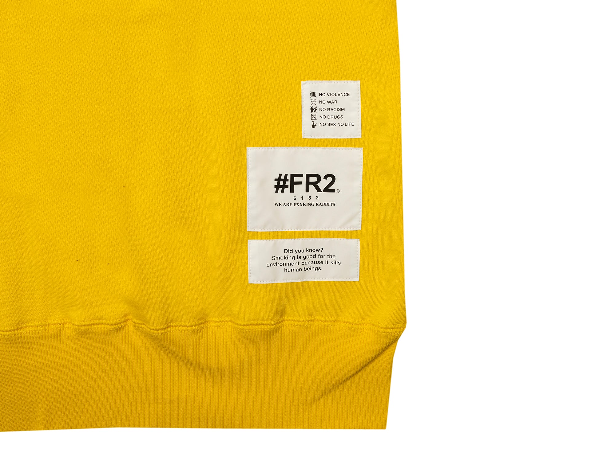 Fucking Rabbits Smoking Kills Box Logo Hoodie in Yellow - Image 2