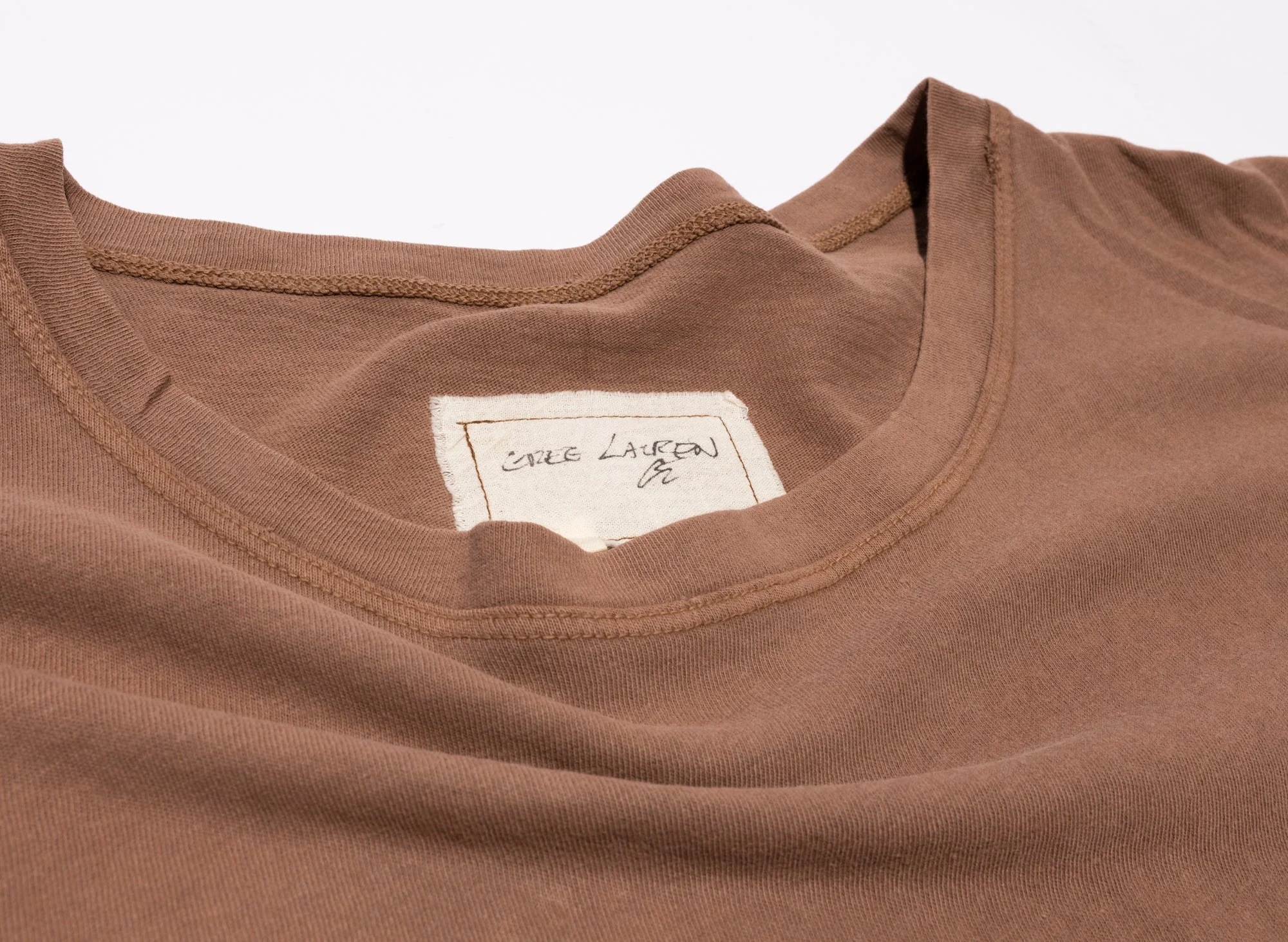 Greg Lauren Plain Tee in Coco Brown - Image 2