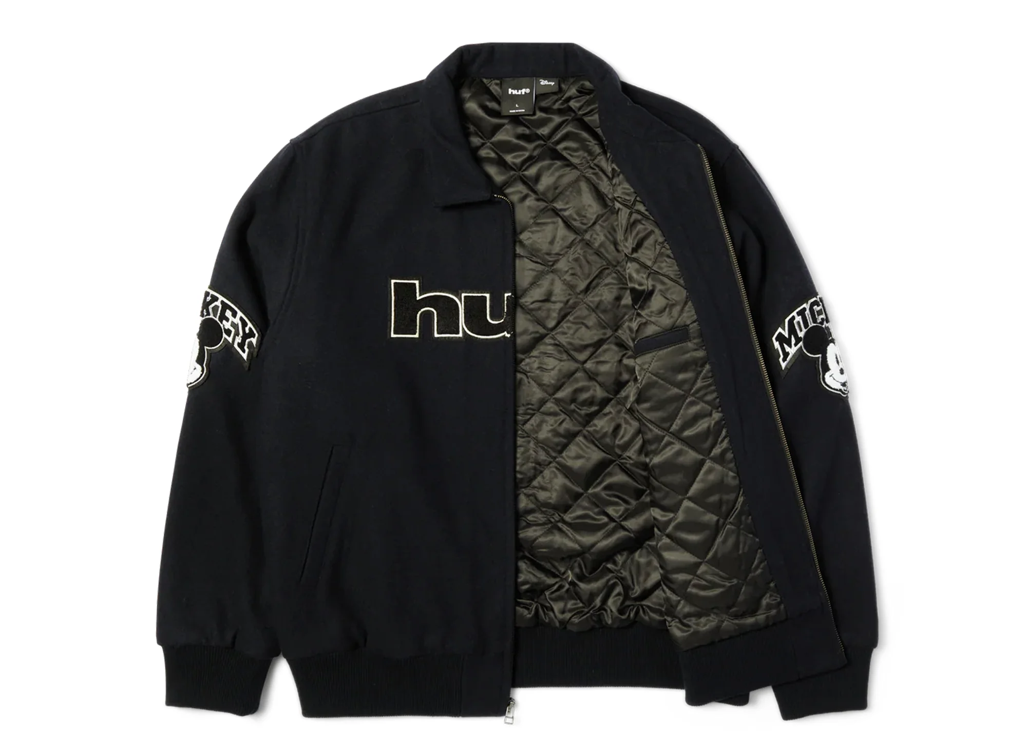 HUF x Mickey Worldwide Tour Varsity Jacket in Navy - Image 2
