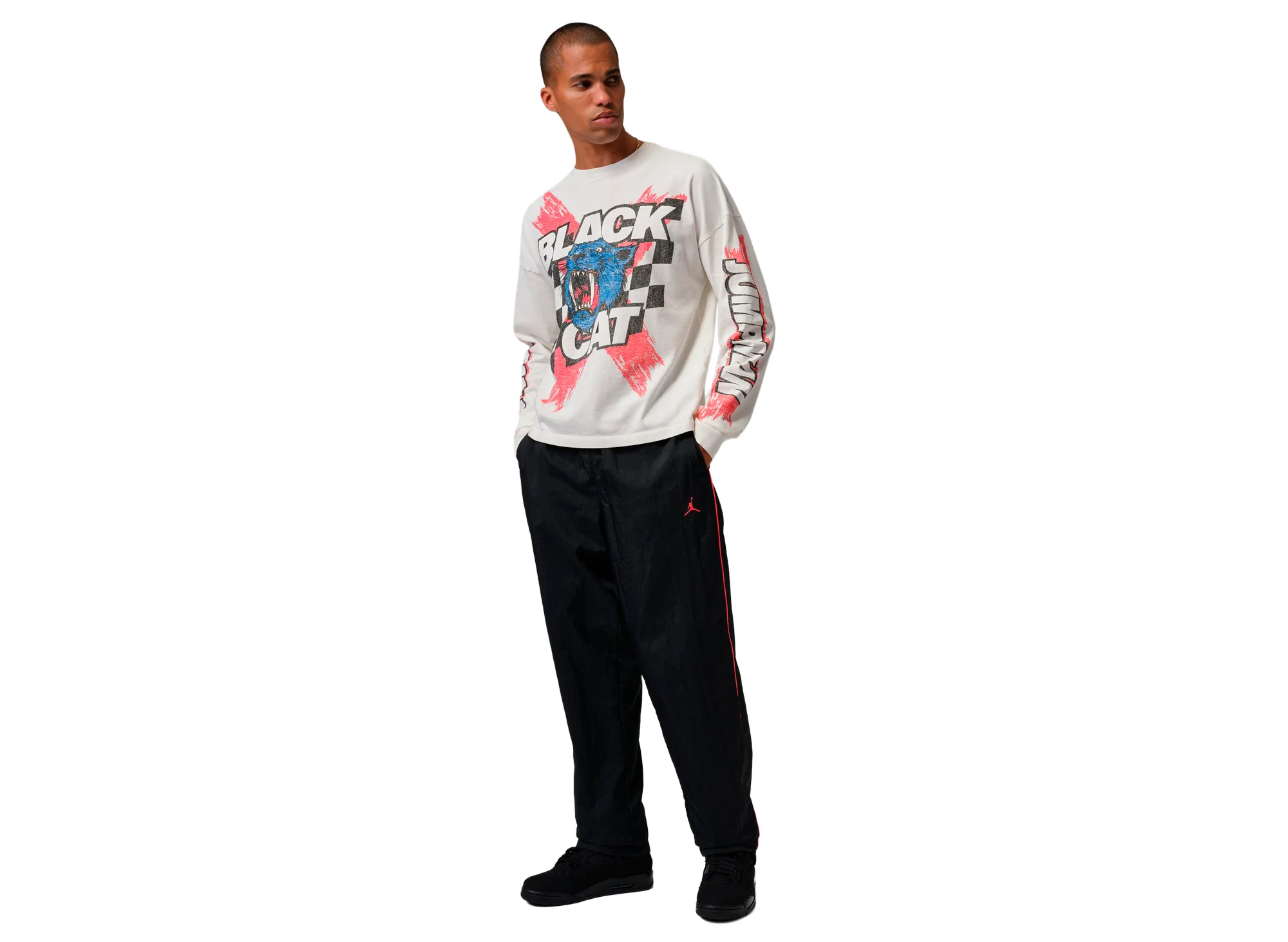 Jordan Black Cat Long-Sleeve Tee in Ivory