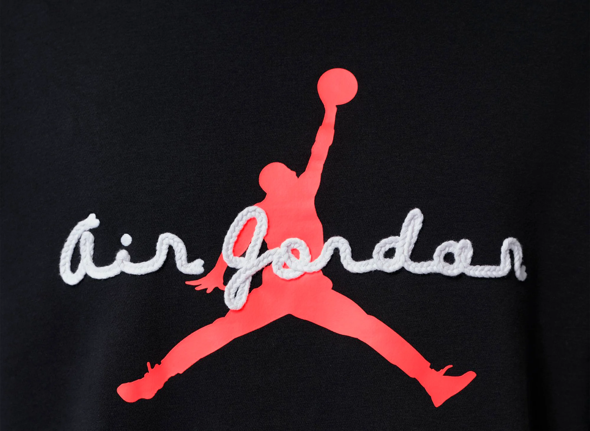 Jordan Brooklyn Fleece Crewneck Sweatshirt in Black / Infrared 23 - Image 5