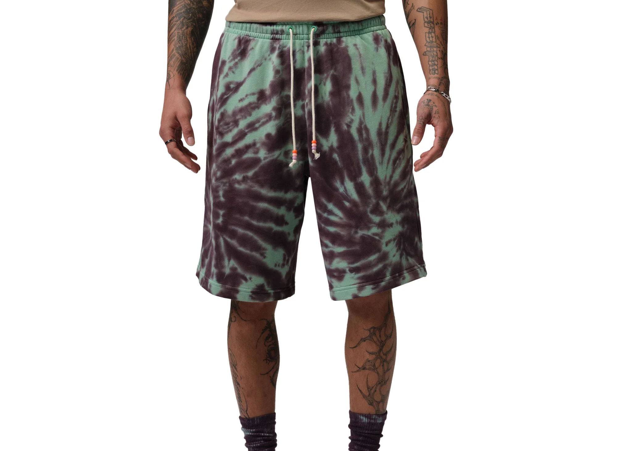 Jordan Brooklyn Fleece Tie-Dye Festival Short in Green Glow - Image 2