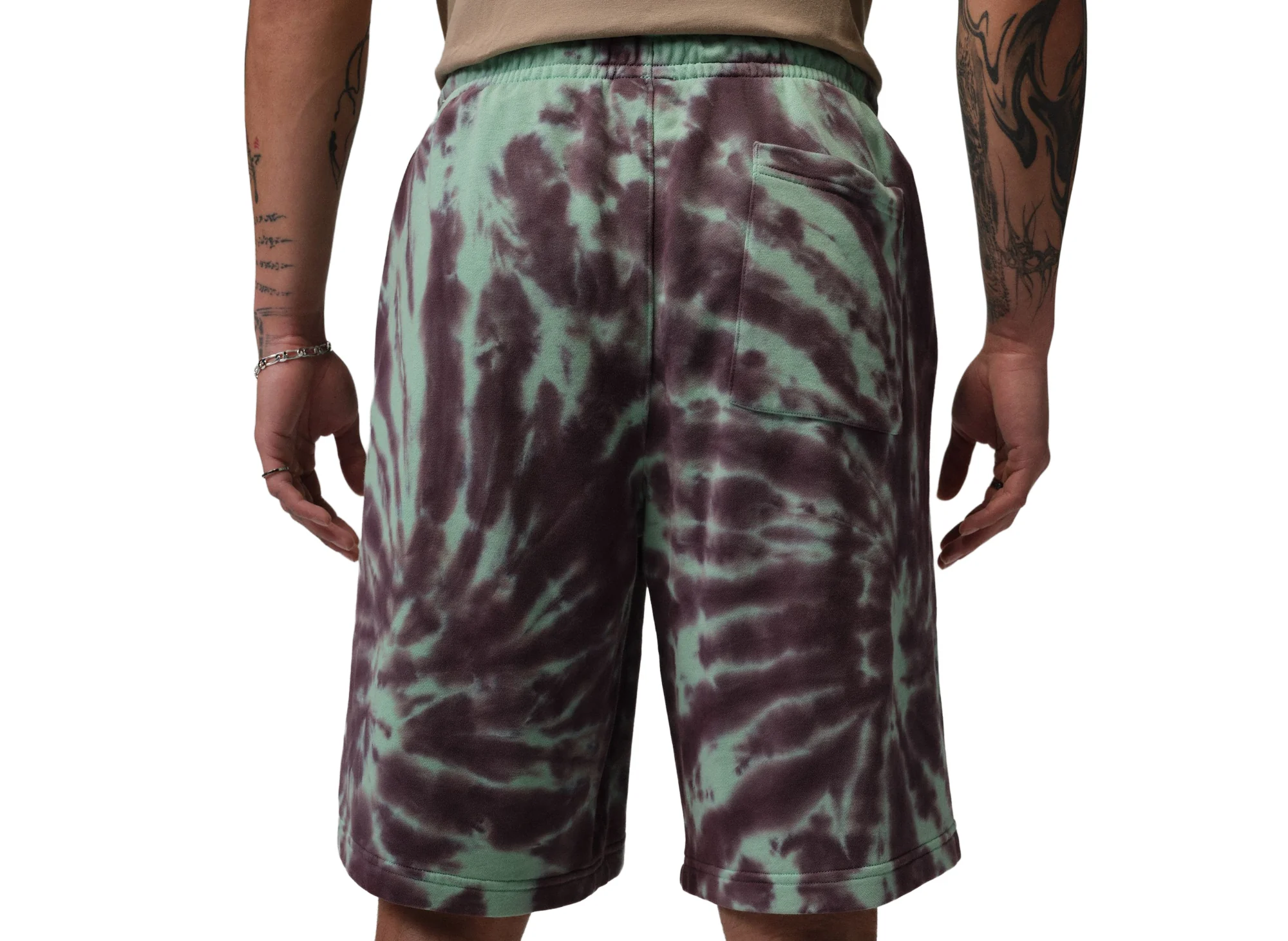 Jordan Brooklyn Fleece Tie-Dye Festival Short in Green Glow - Image 3