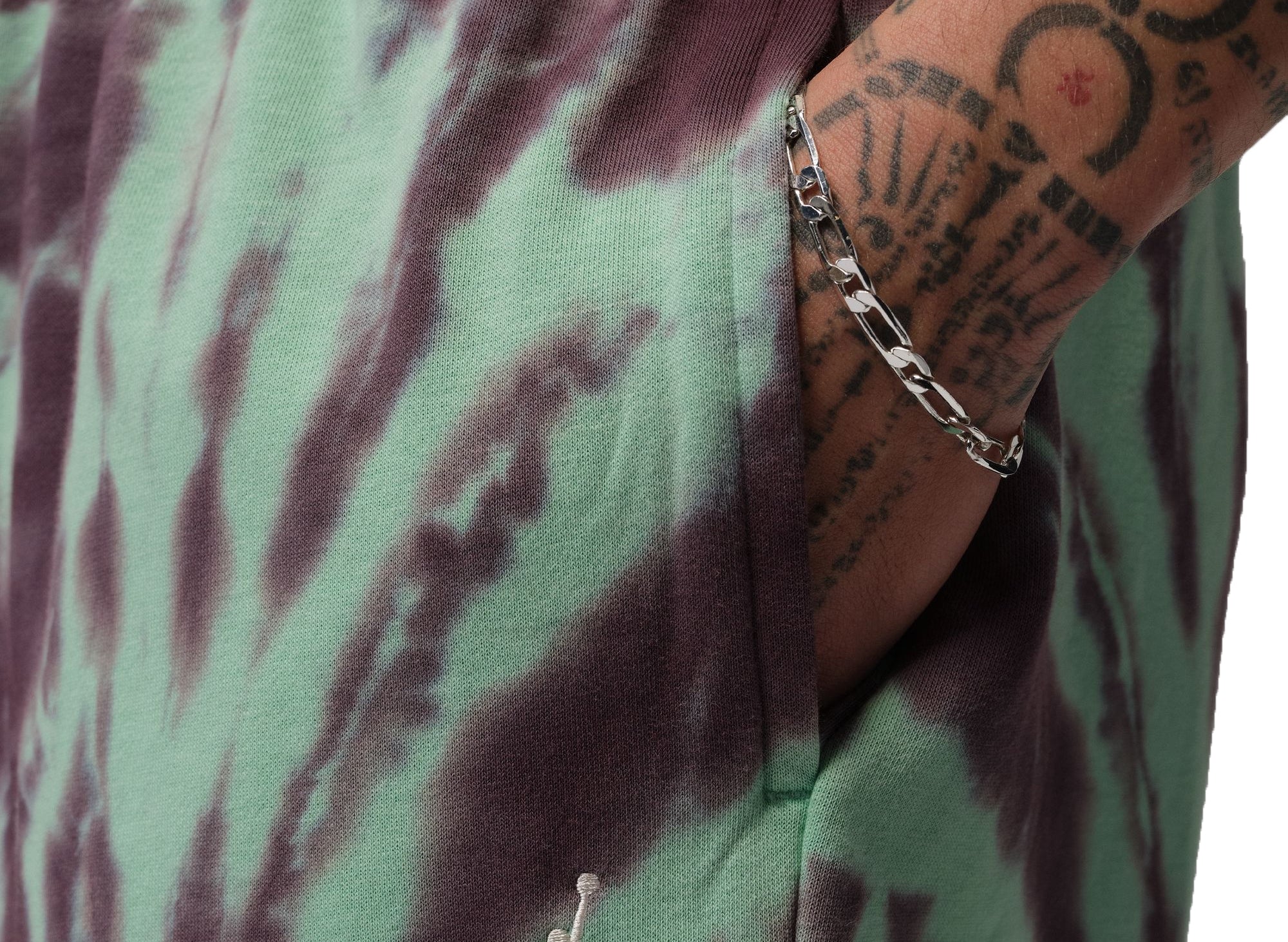 Jordan Brooklyn Fleece Tie-Dye Festival Short in Green Glow - Image 4