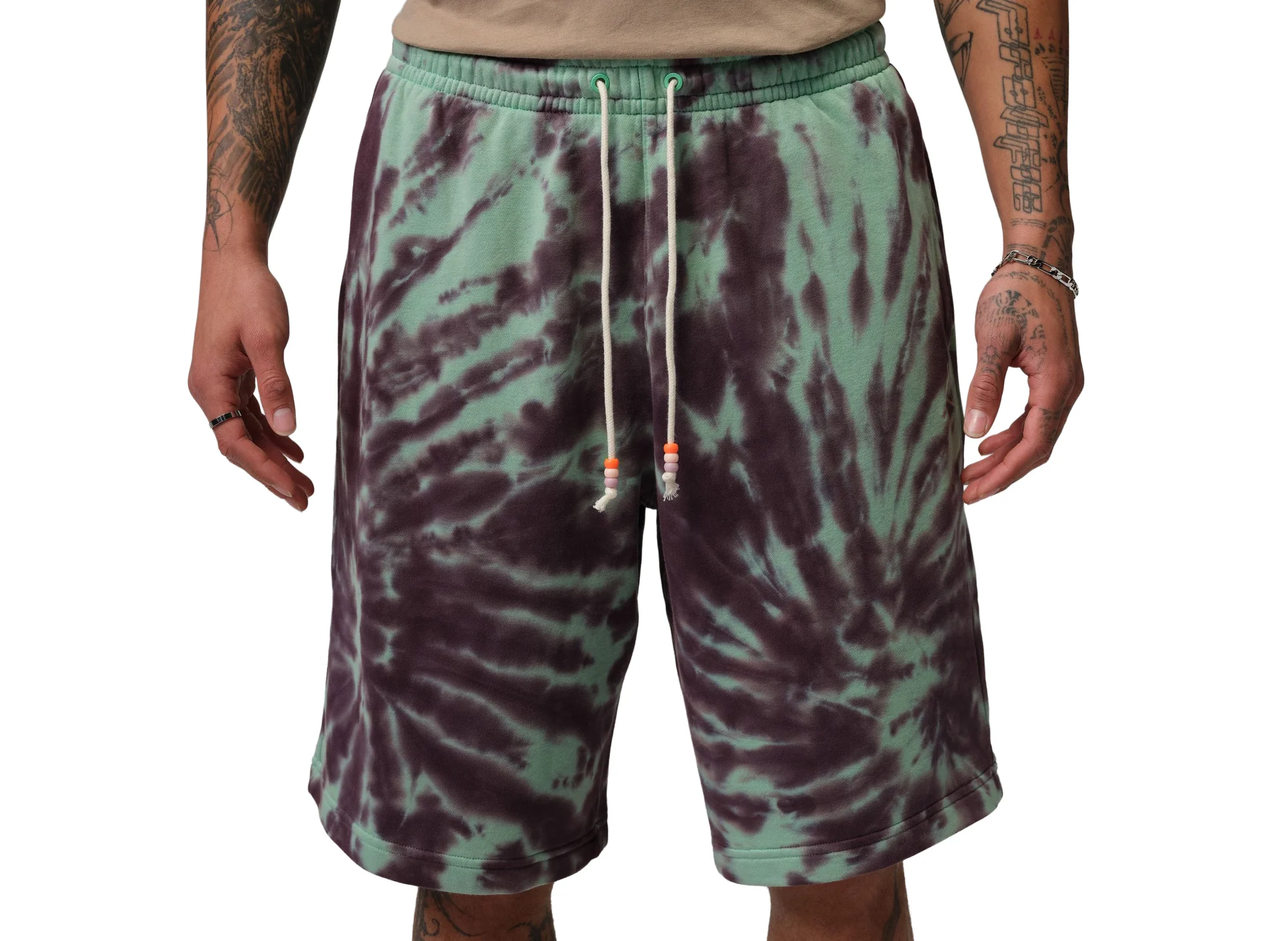 Jordan Brooklyn Fleece Tie-Dye Festival Short in Green Glow - Image 6
