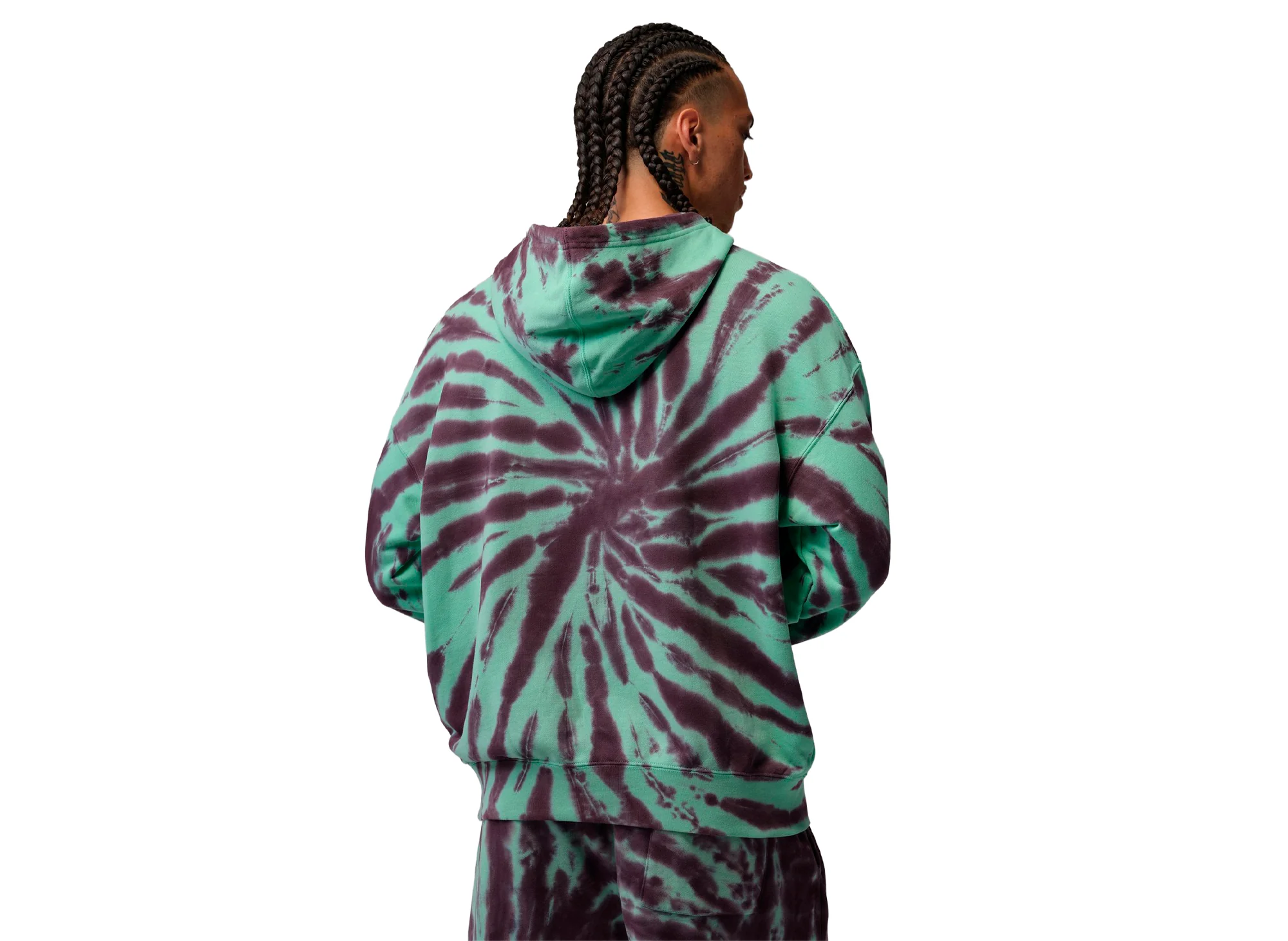 Jordan Brooklyn Fleece Tie-Dye Pullover Festival Hoodie in Green Glow - Image 3