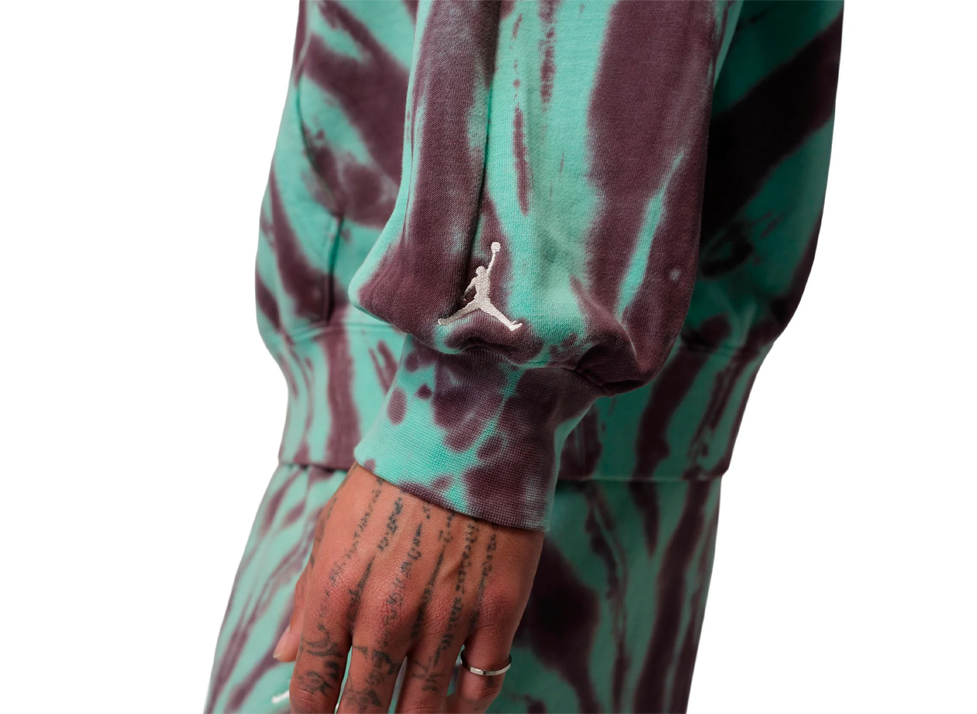Jordan Brooklyn Fleece Tie-Dye Pullover Festival Hoodie in Green Glow - Image 6