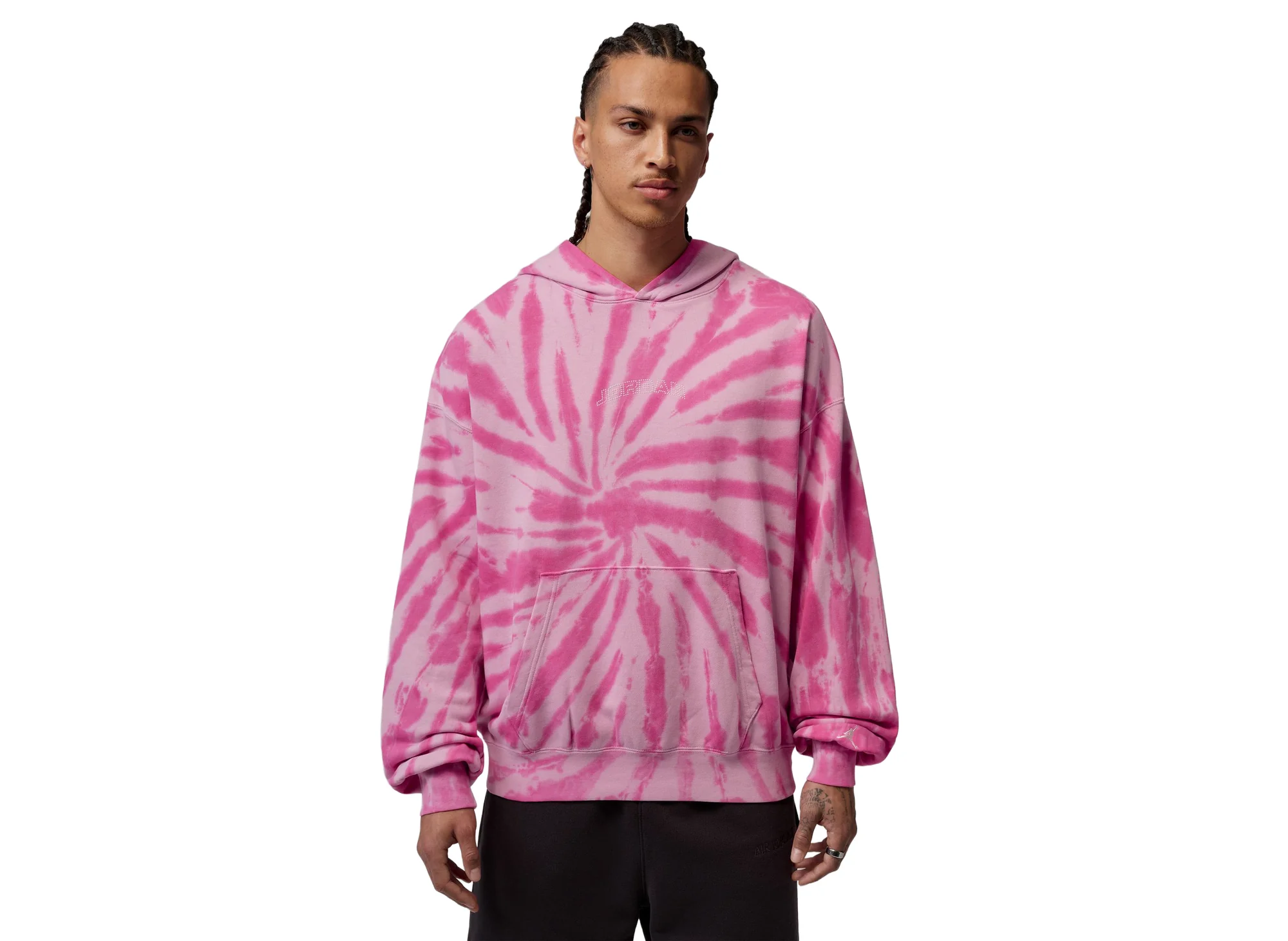 Jordan Brooklyn Fleece Tie-Dye Pullover Festival Hoodie in Iced Carmine - Image 2