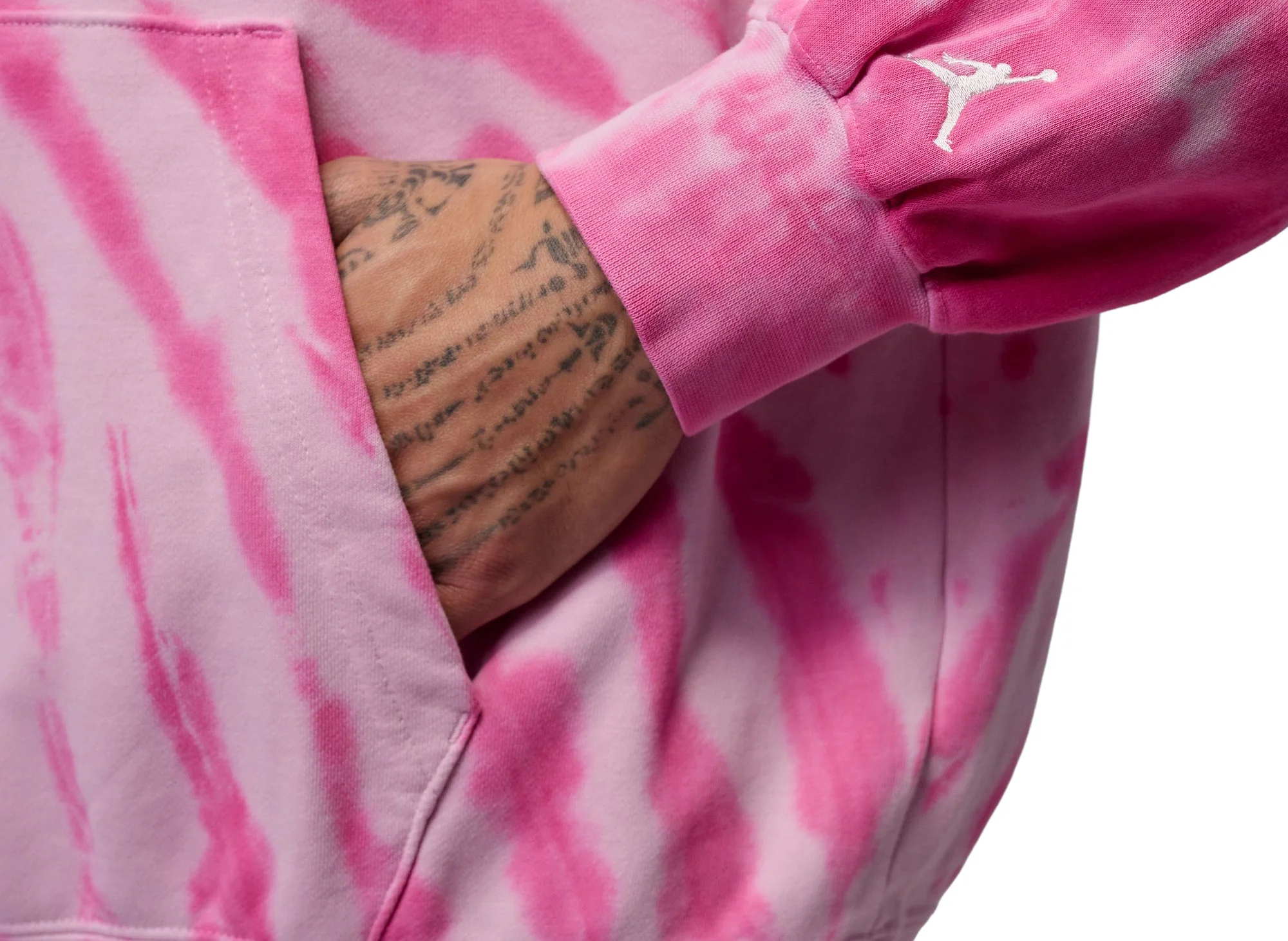 Jordan Brooklyn Fleece Tie-Dye Pullover Festival Hoodie in Iced Carmine - Image 4