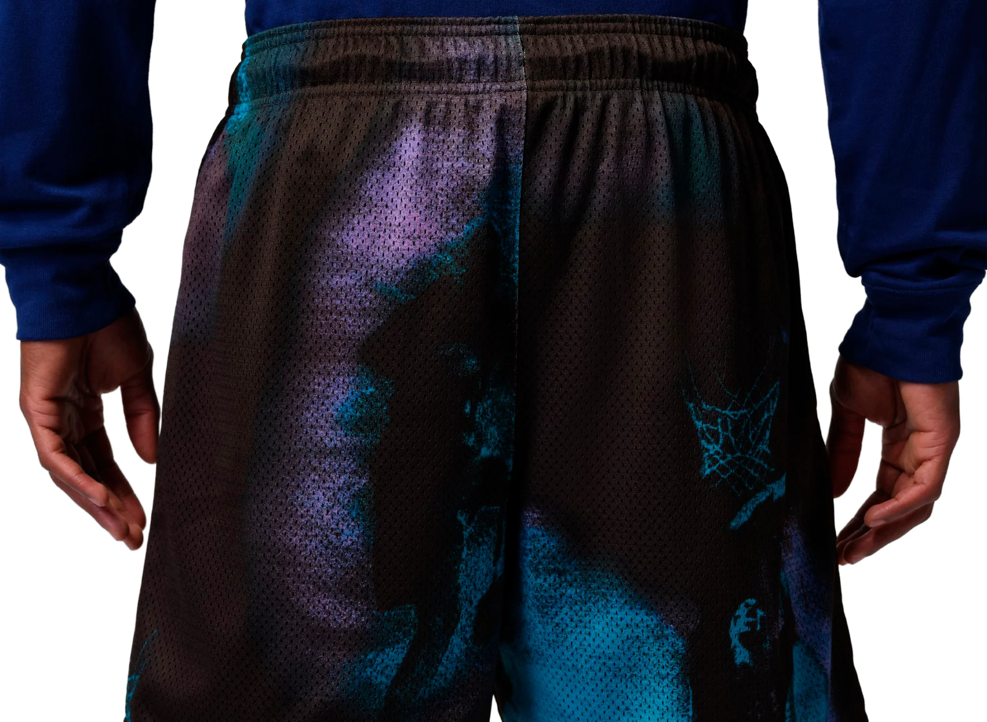 Jordan Brooklyn Mesh Dream Dunk Shorts in Black / Blue - Image 2