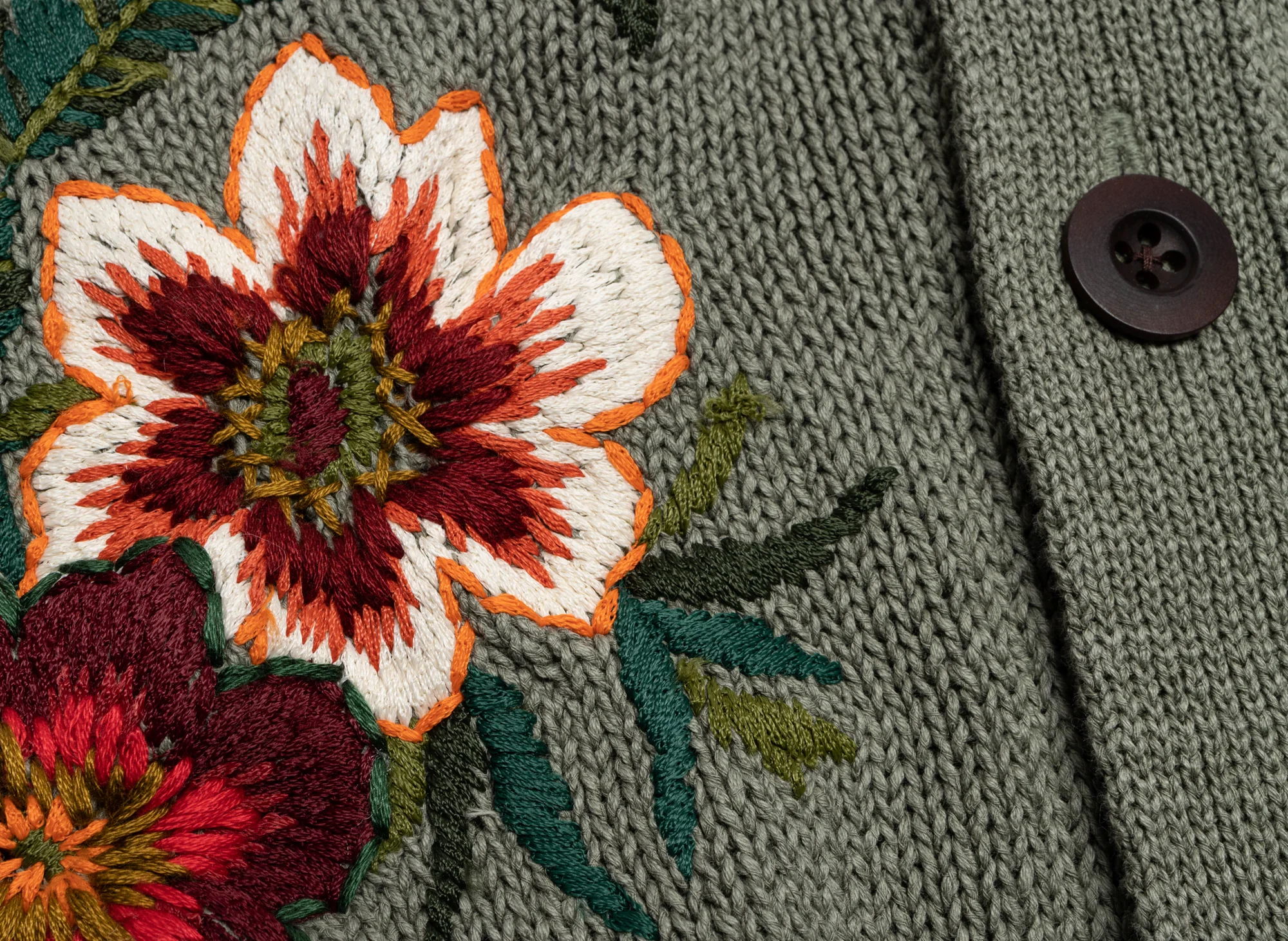 Junya Watanabe MAN Cotton Flower Embroidered Cardigan - Image 2