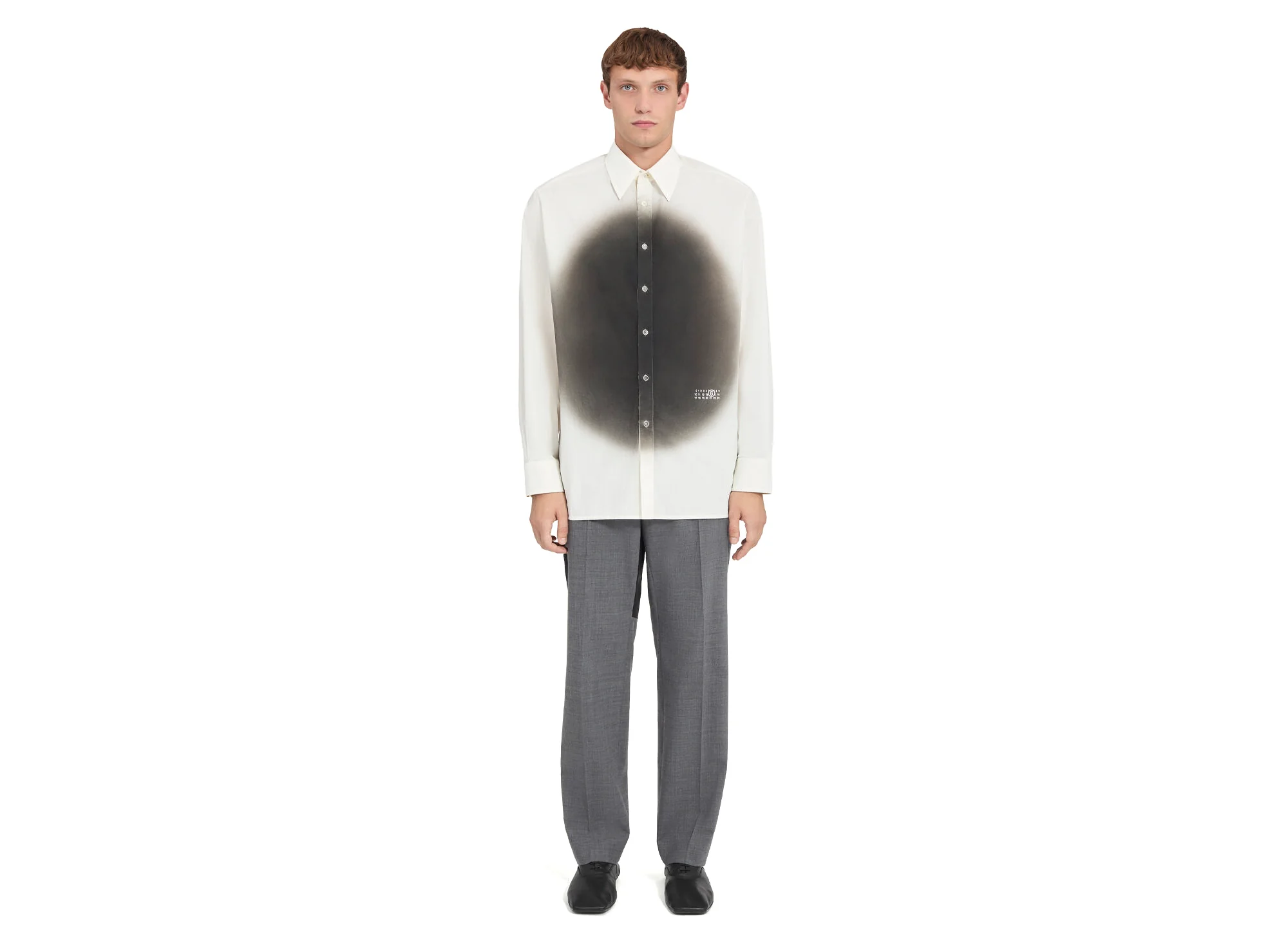 Maison Margiela MM6 Long-sleeved Spray Print Shirt in White