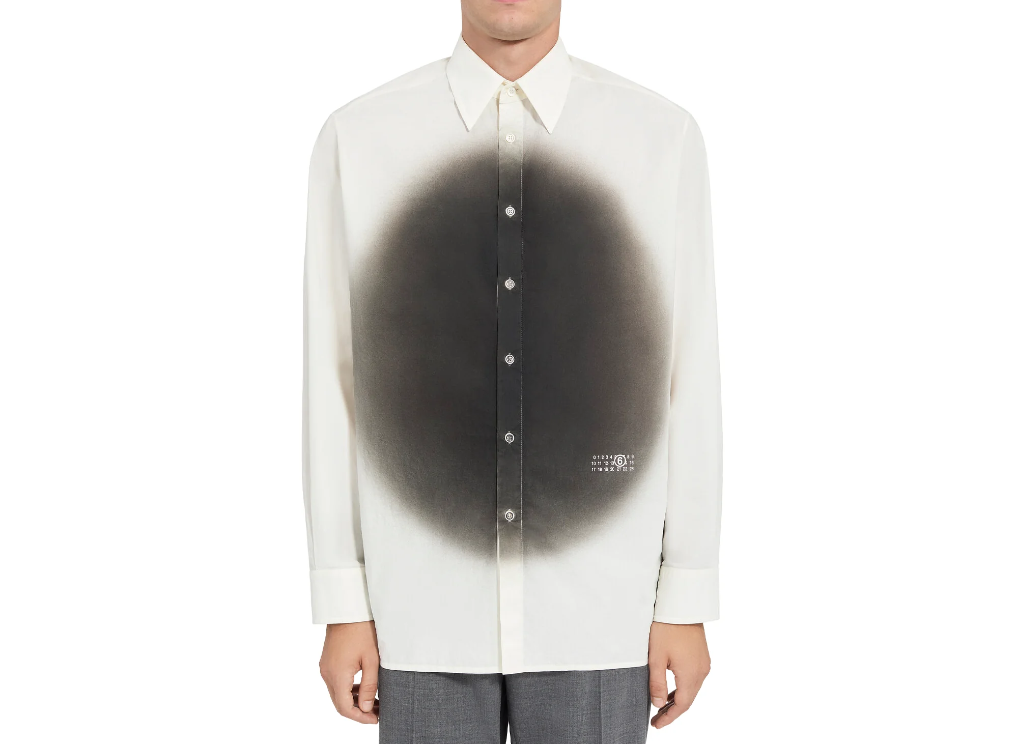 Maison Margiela MM6 Long-sleeved Spray Print Shirt in White - Image 4
