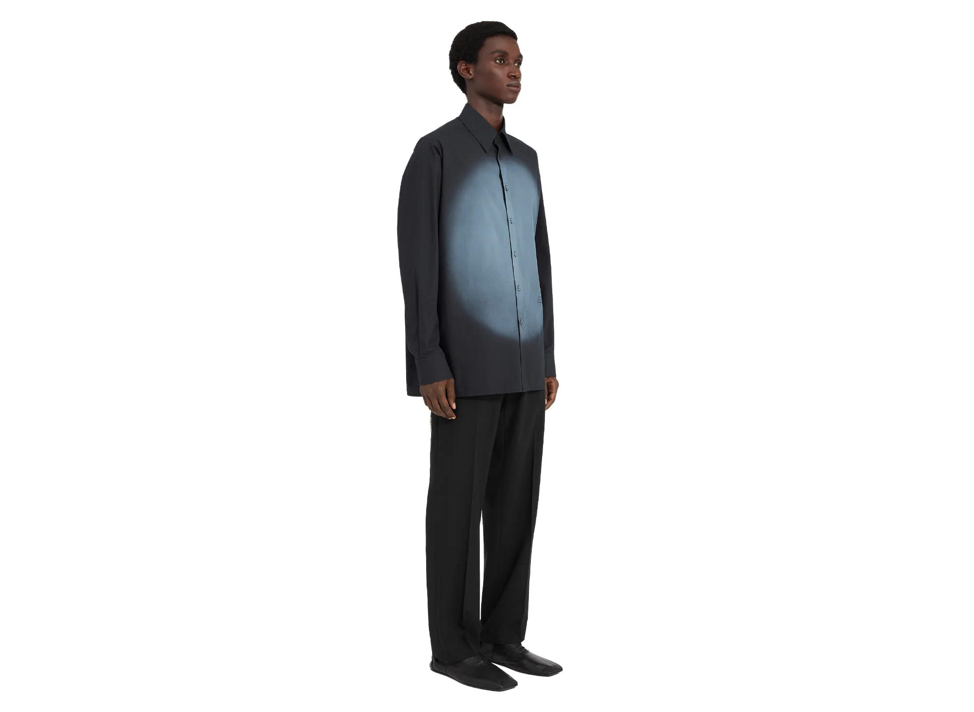 Maison Margiela MM6 Long-sleeved Spray Print Shirt in Anthracite - Image 2