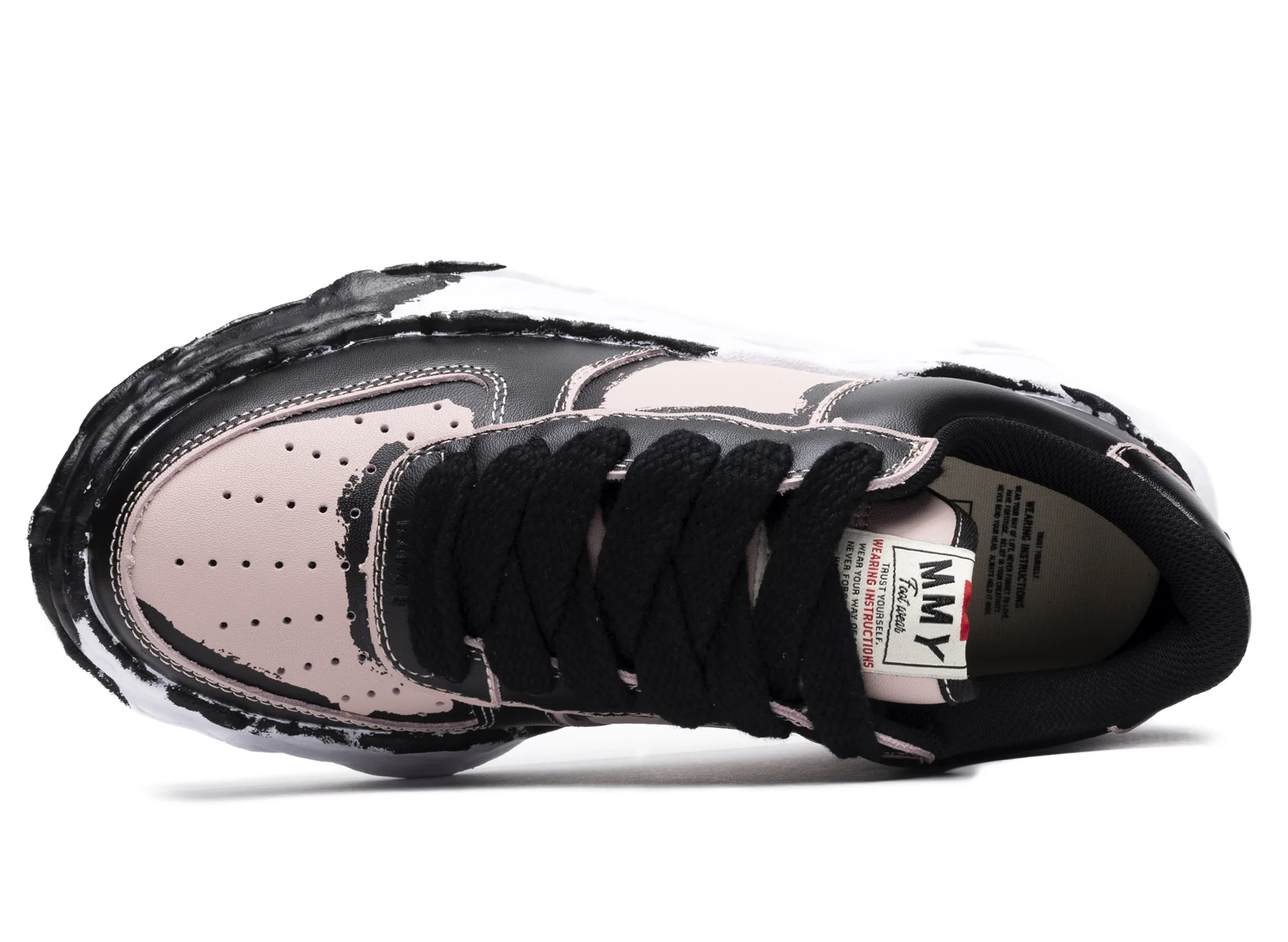 Maison Mihara Yasuhiro Leather Wayne Low in Black/Pink - Image 4