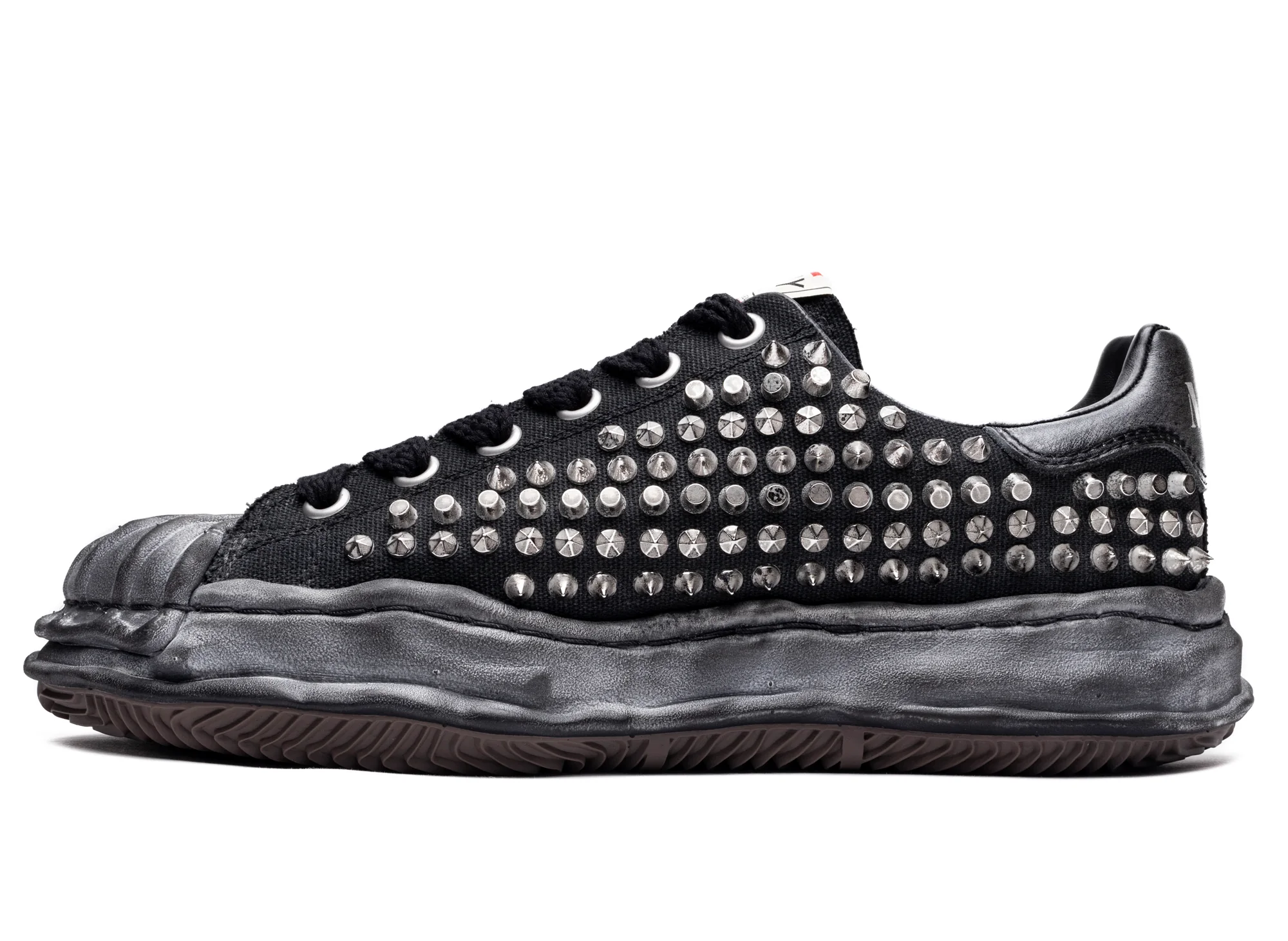 Maison Mihara Yasuhiro Spiked Blakey Low in Black/Black - Image 3