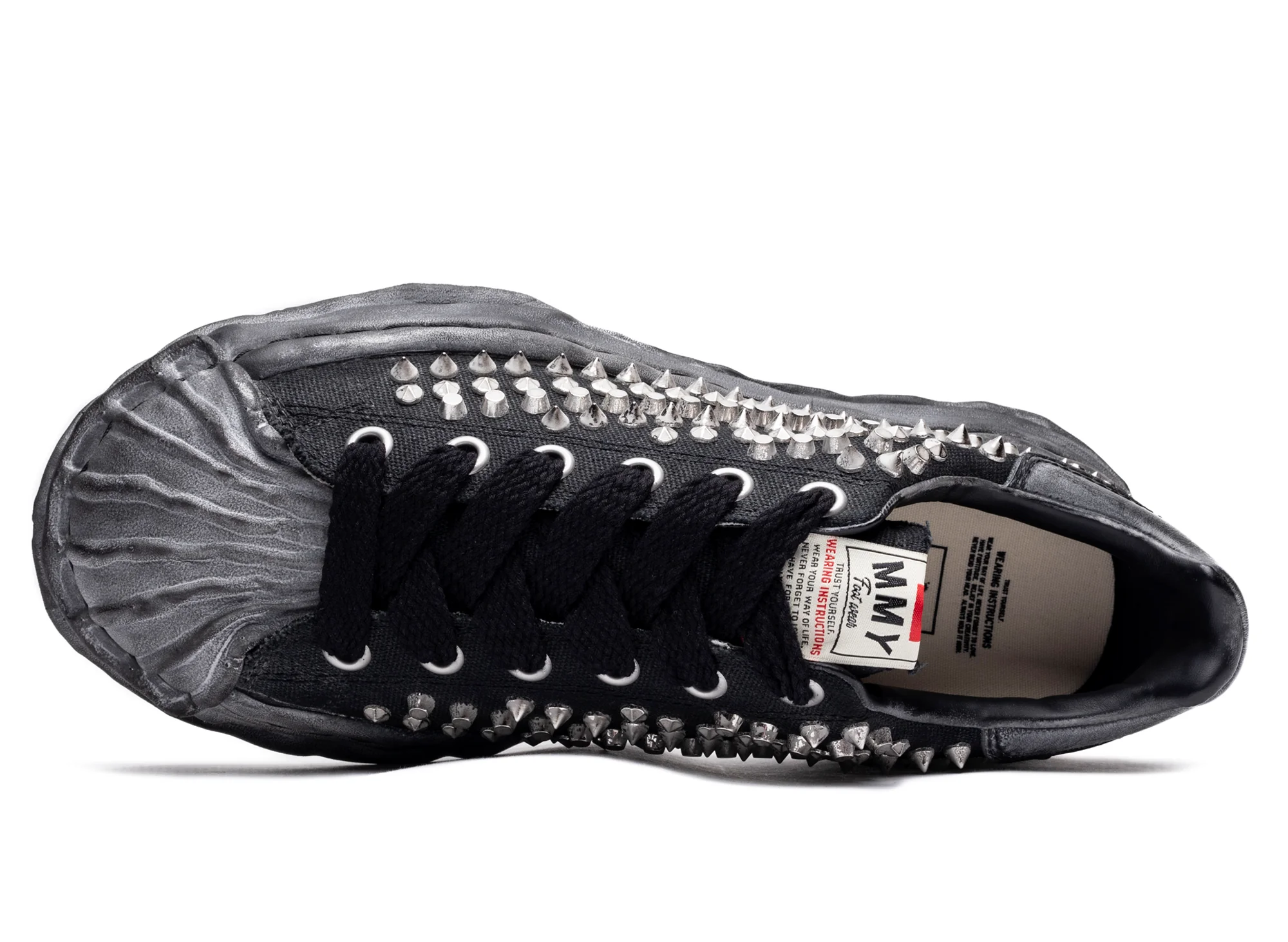 Maison Mihara Yasuhiro Spiked Blakey Low in Black/Black - Image 4