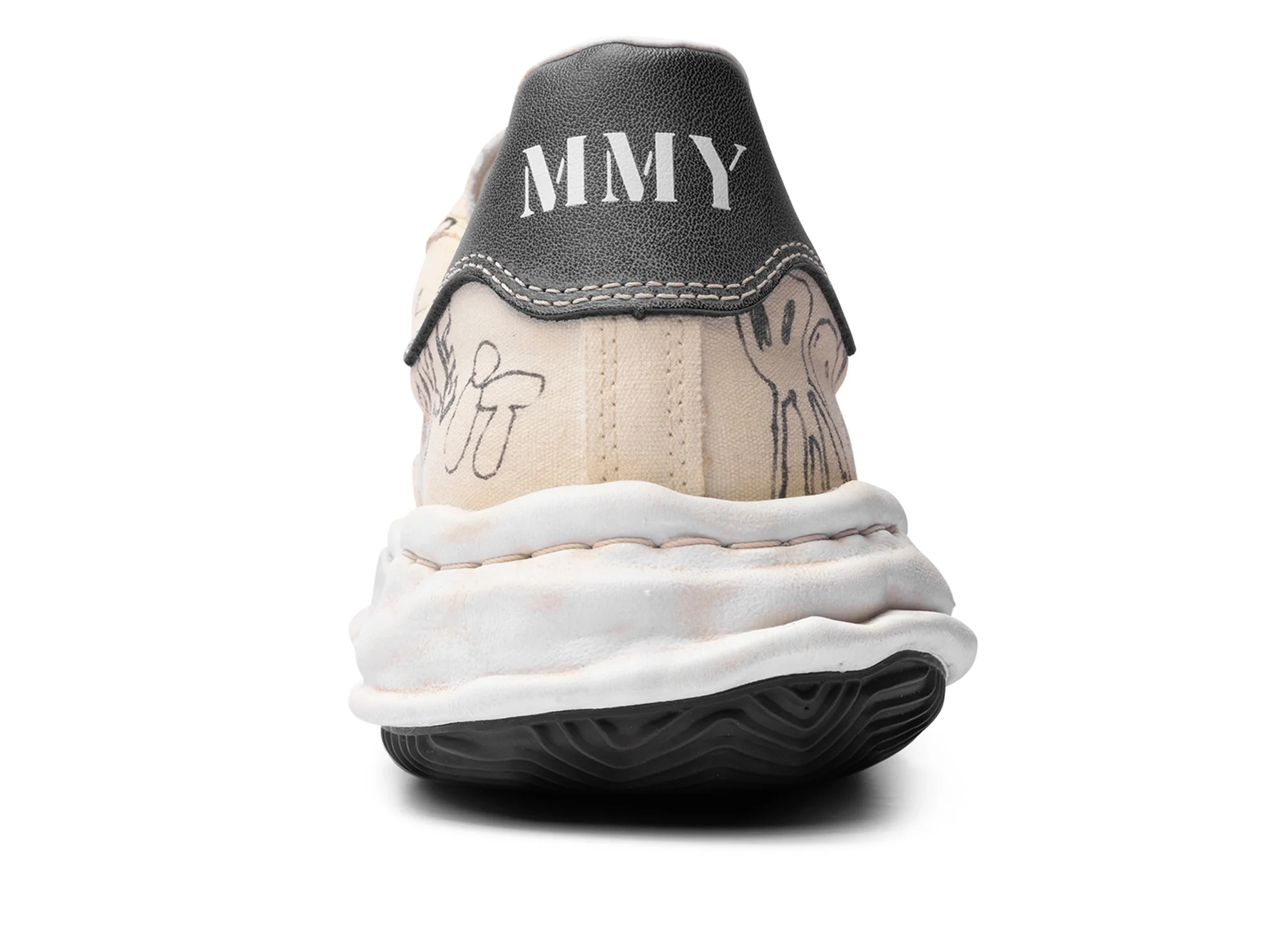 Maison Mihara Yasuhiro "BLAKEY" OG Sole Graffiti Printed Canvas in White - Image 2