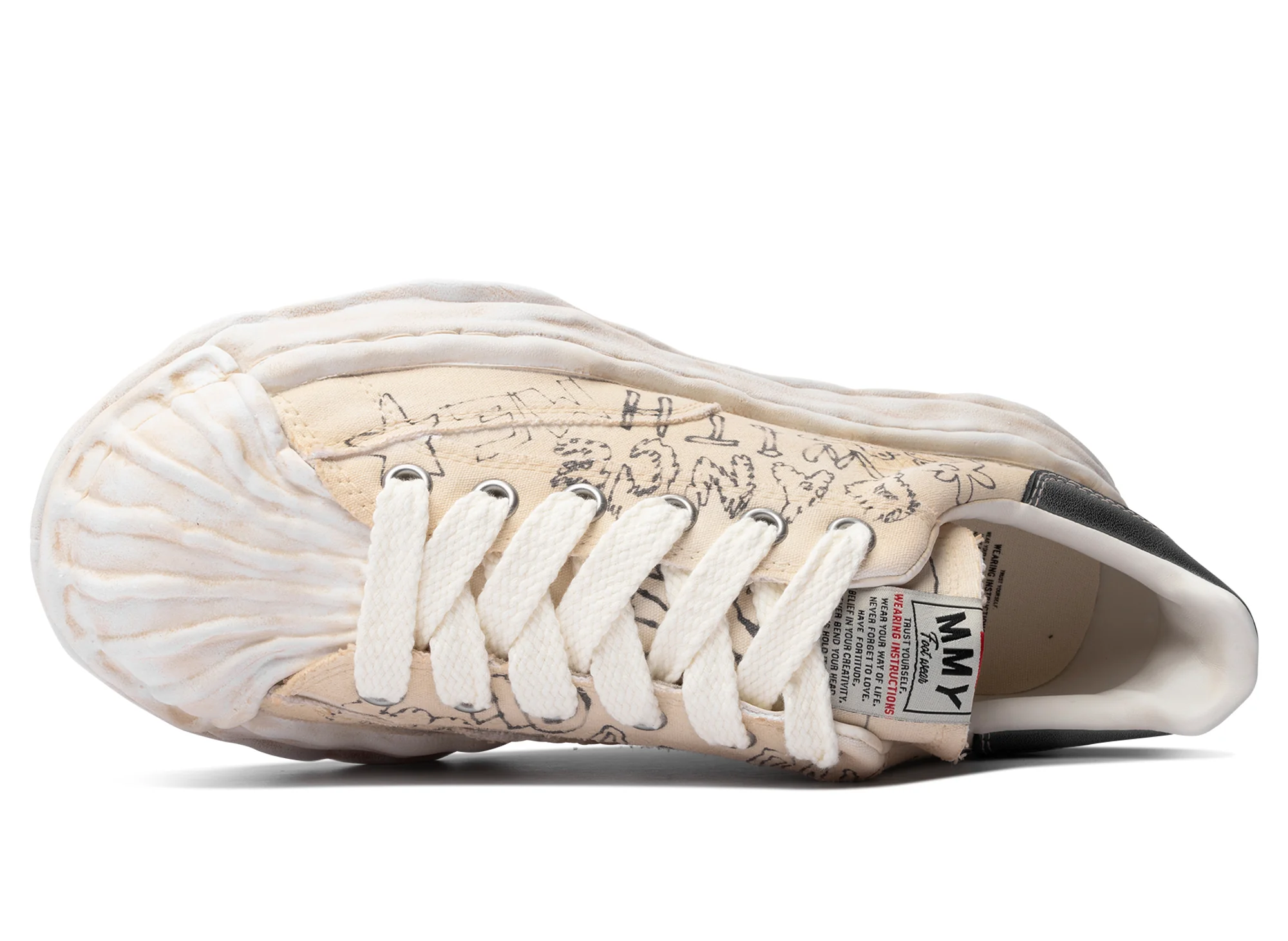 Maison Mihara Yasuhiro "BLAKEY" OG Sole Graffiti Printed Canvas in White - Image 4