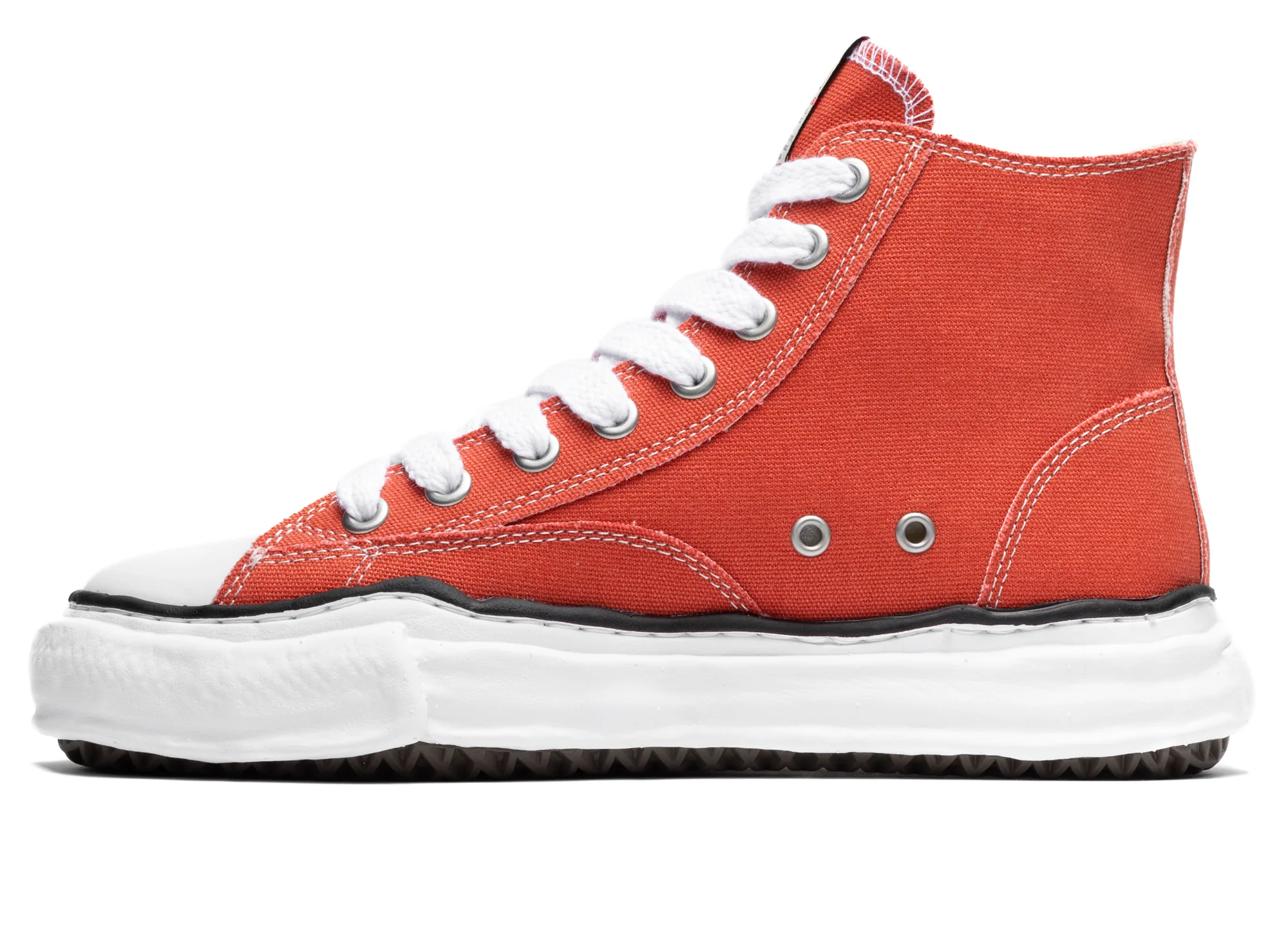Maison Mihara Yasuhiro High Top Lace Up Sneaker in Orange - Image 3