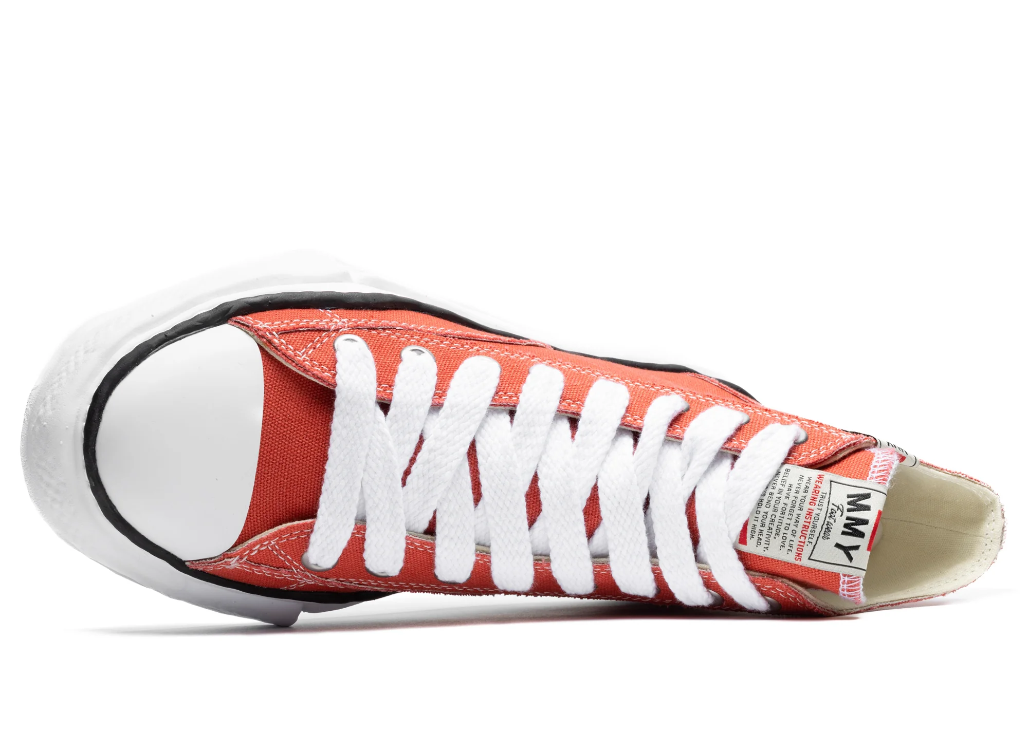 Maison Mihara Yasuhiro High Top Lace Up Sneaker in Orange - Image 4