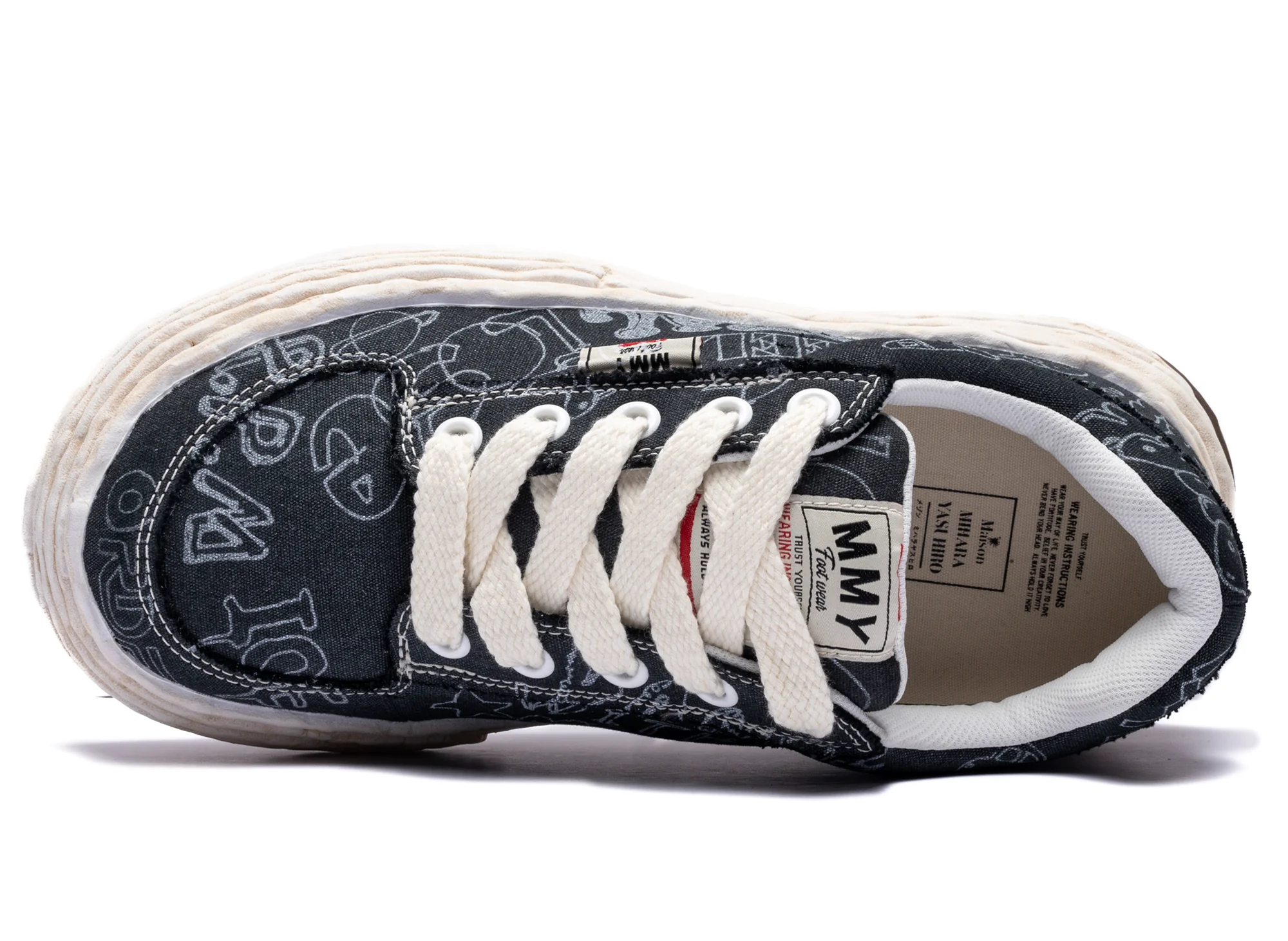 Maison Mihara Yasuhiro "OLIVER" OG Sole Graffiti Printed Canvas in Black - Image 4